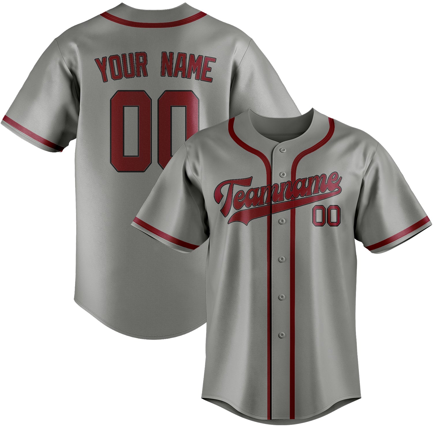 Custom Gray Crimson Red Baseball Jersey