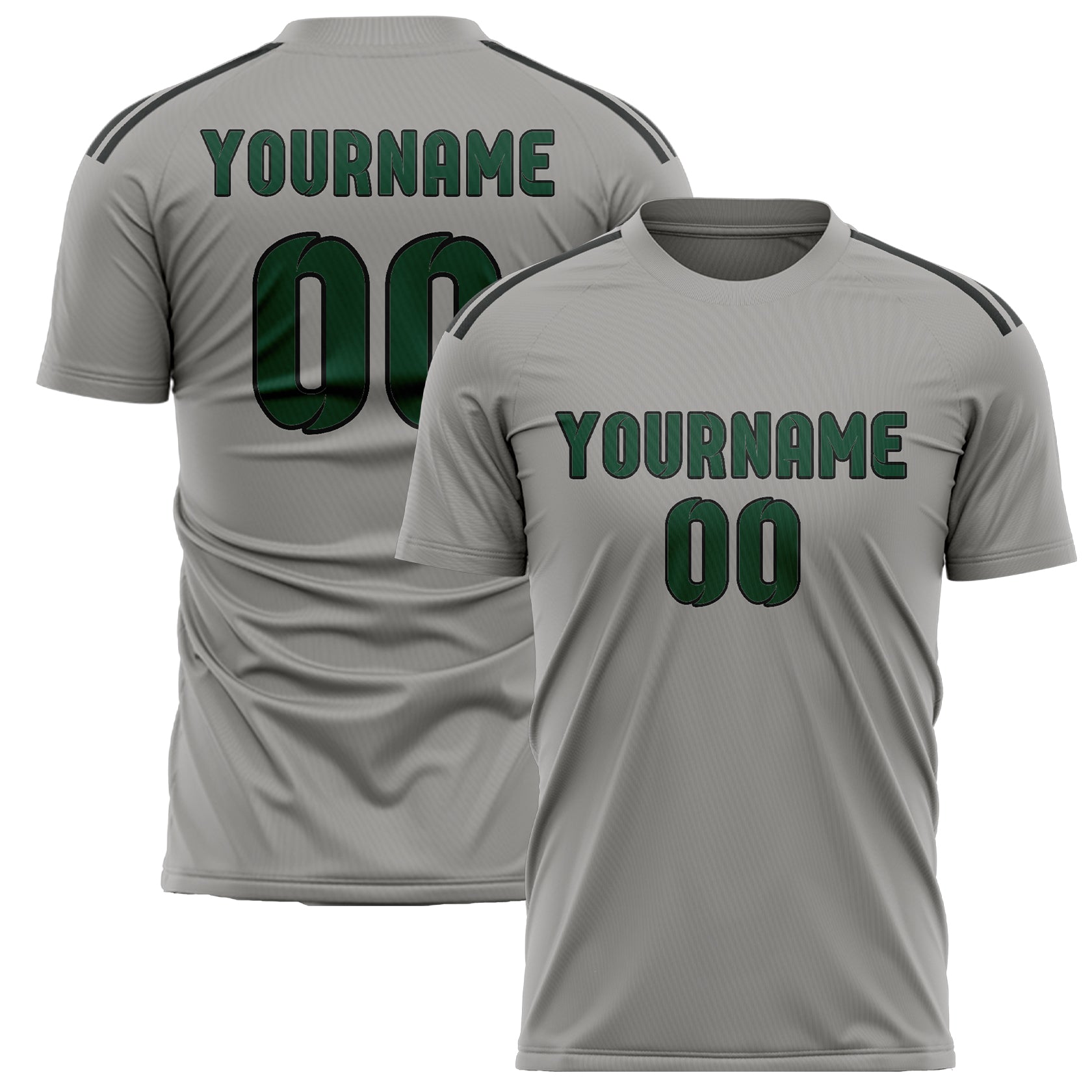 Custom Gray Green Soccer Jersey