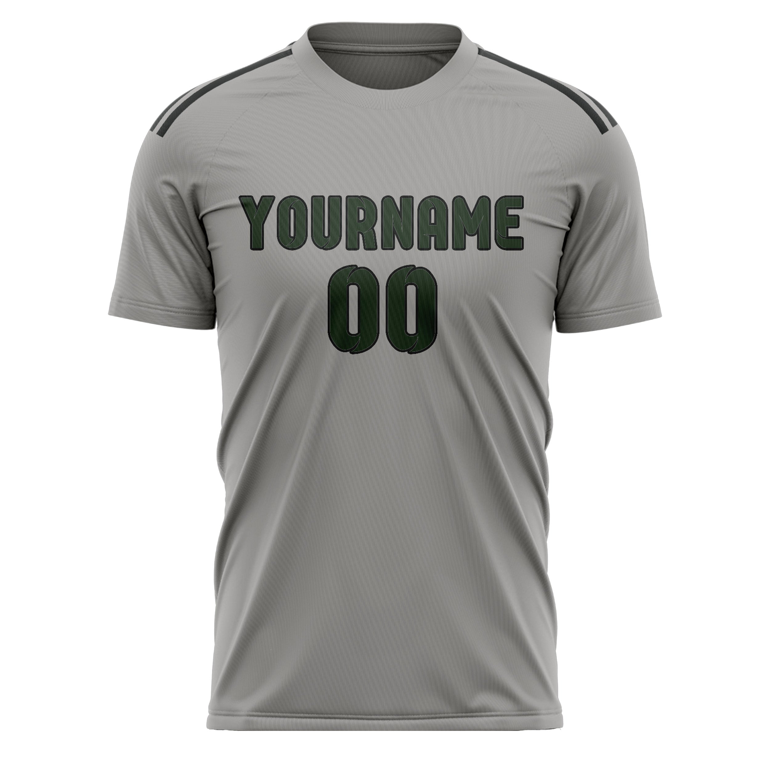Custom Gray Dark Green Soccer Jersey