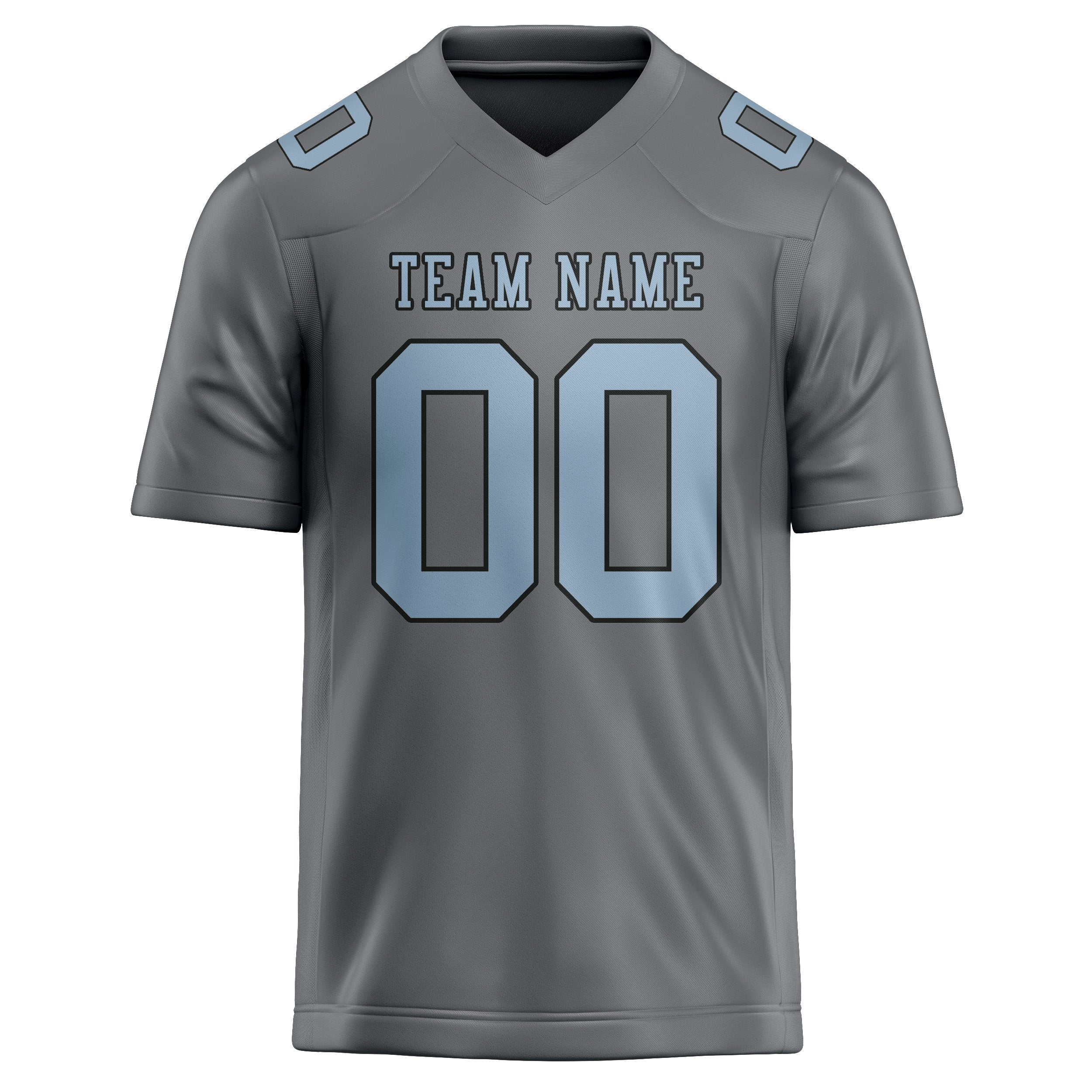 Custom Gray Light Blue Football Jersey