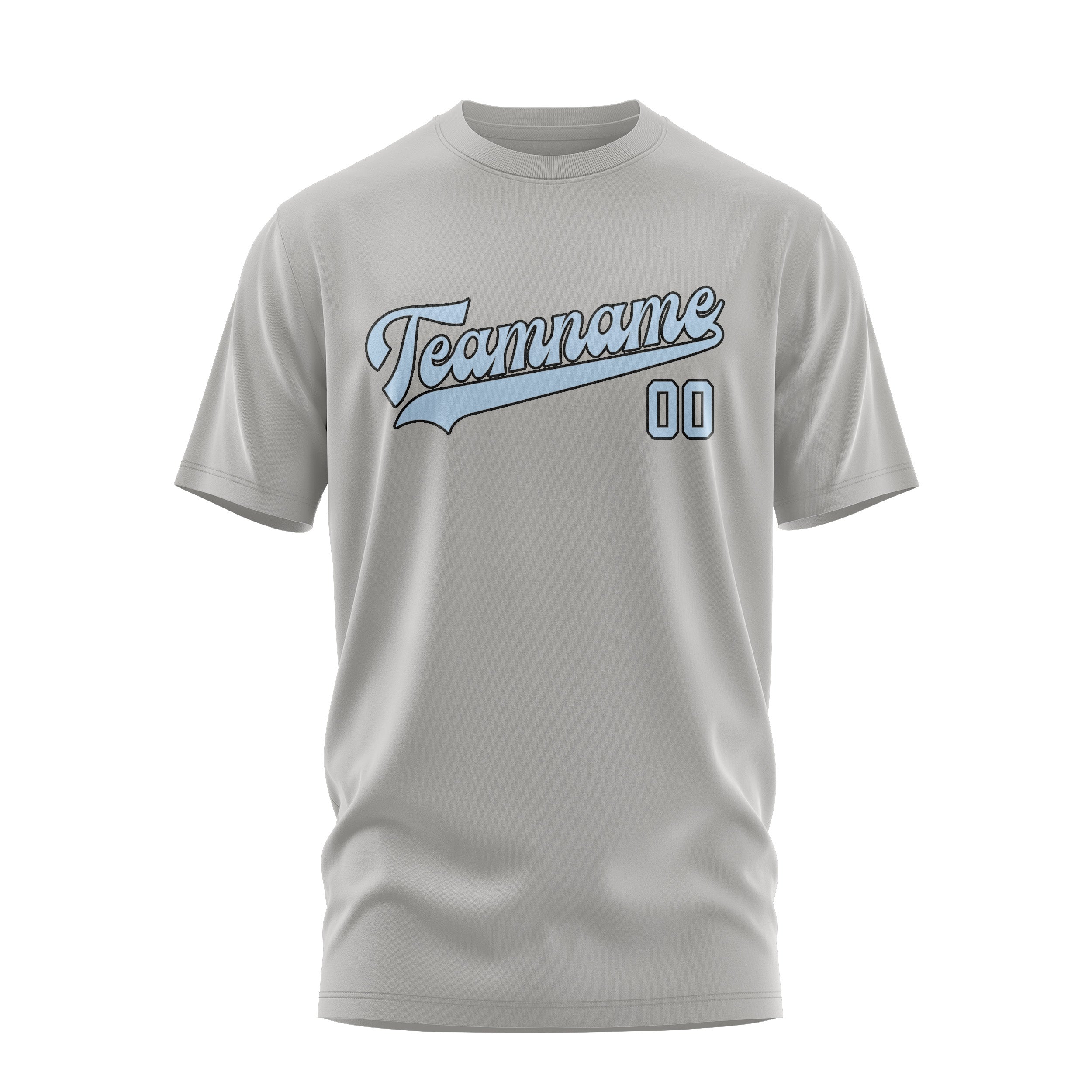 Custom Gray Light Blue T-Shirt