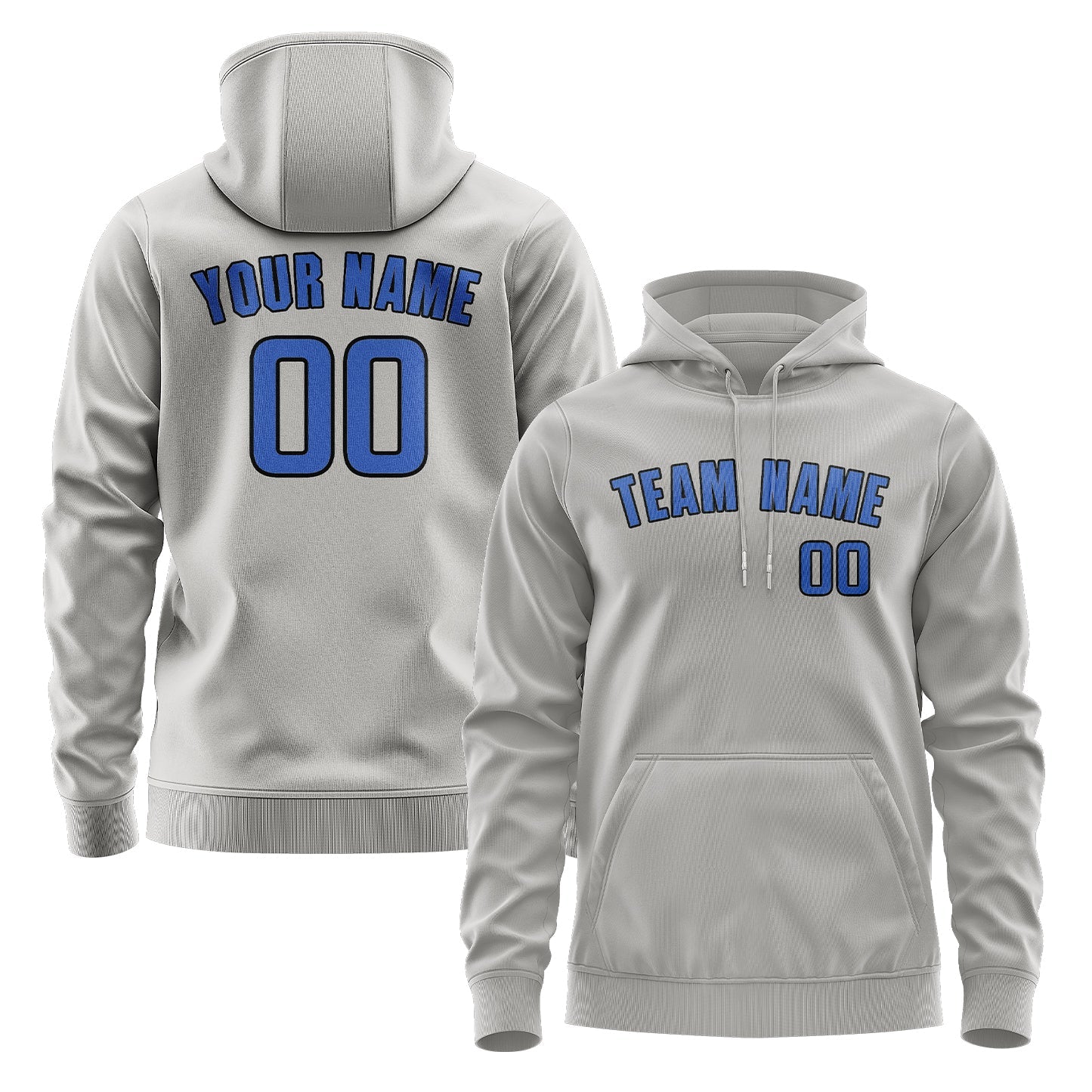 Custom Gray Sky Blue Hoodie