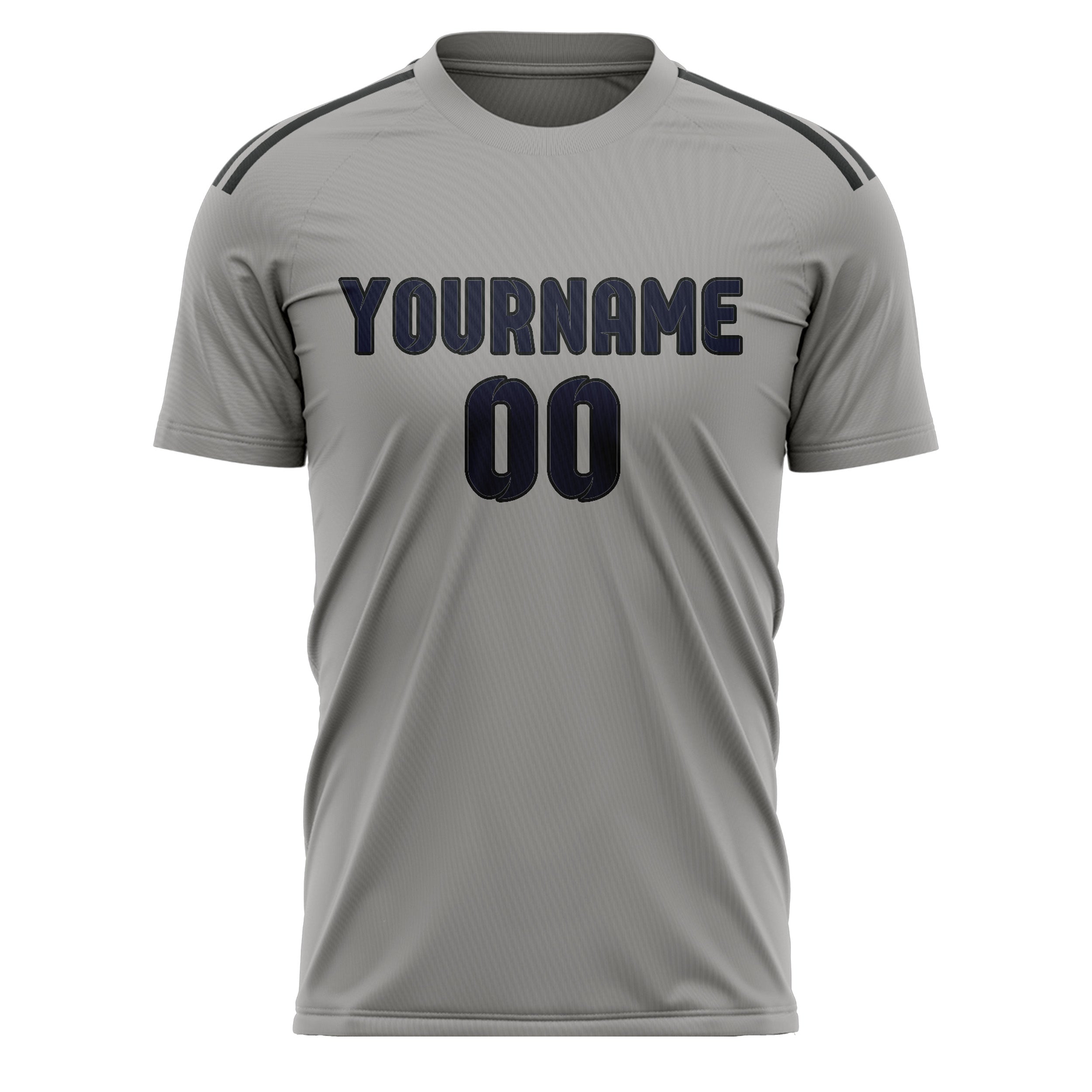 Custom Gray Navy Soccer Jersey