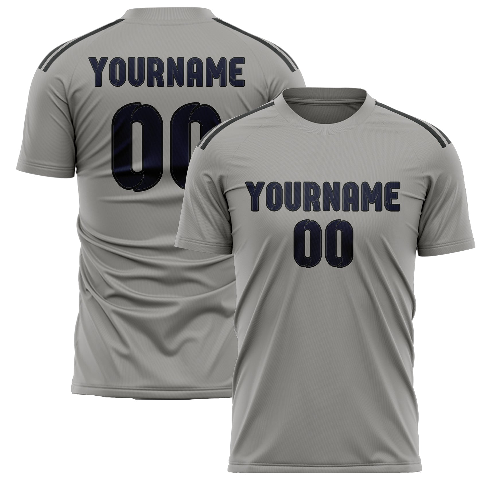 Custom Gray Navy Soccer Jersey