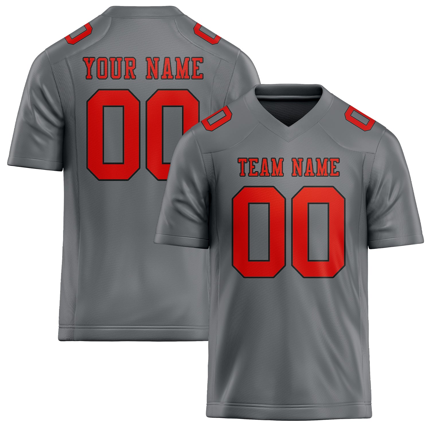 Custom Gray Orange Red Football Jersey
