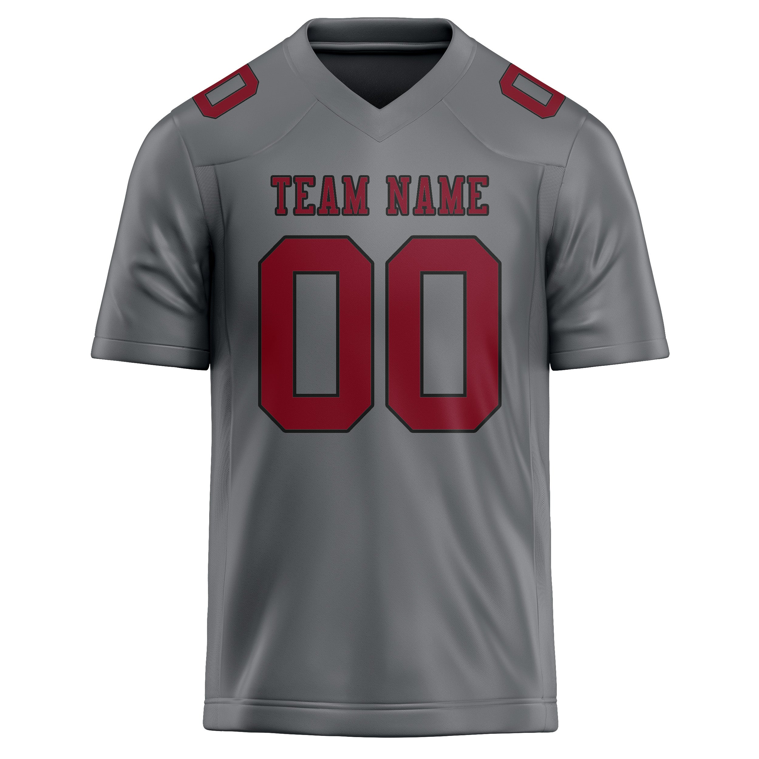 Custom Gray Crimson Red Football Jersey