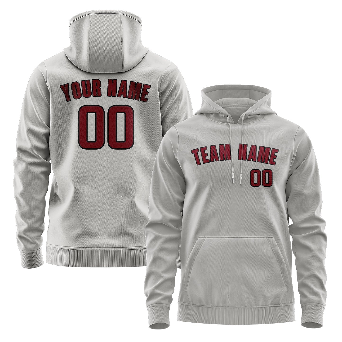 Custom Gray Crimson Red Hoodie