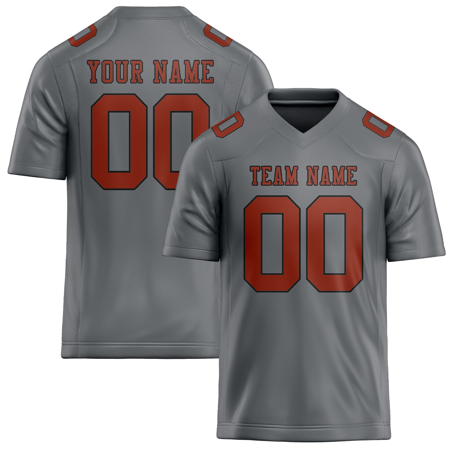Custom Gray Coral Red Football Jersey
