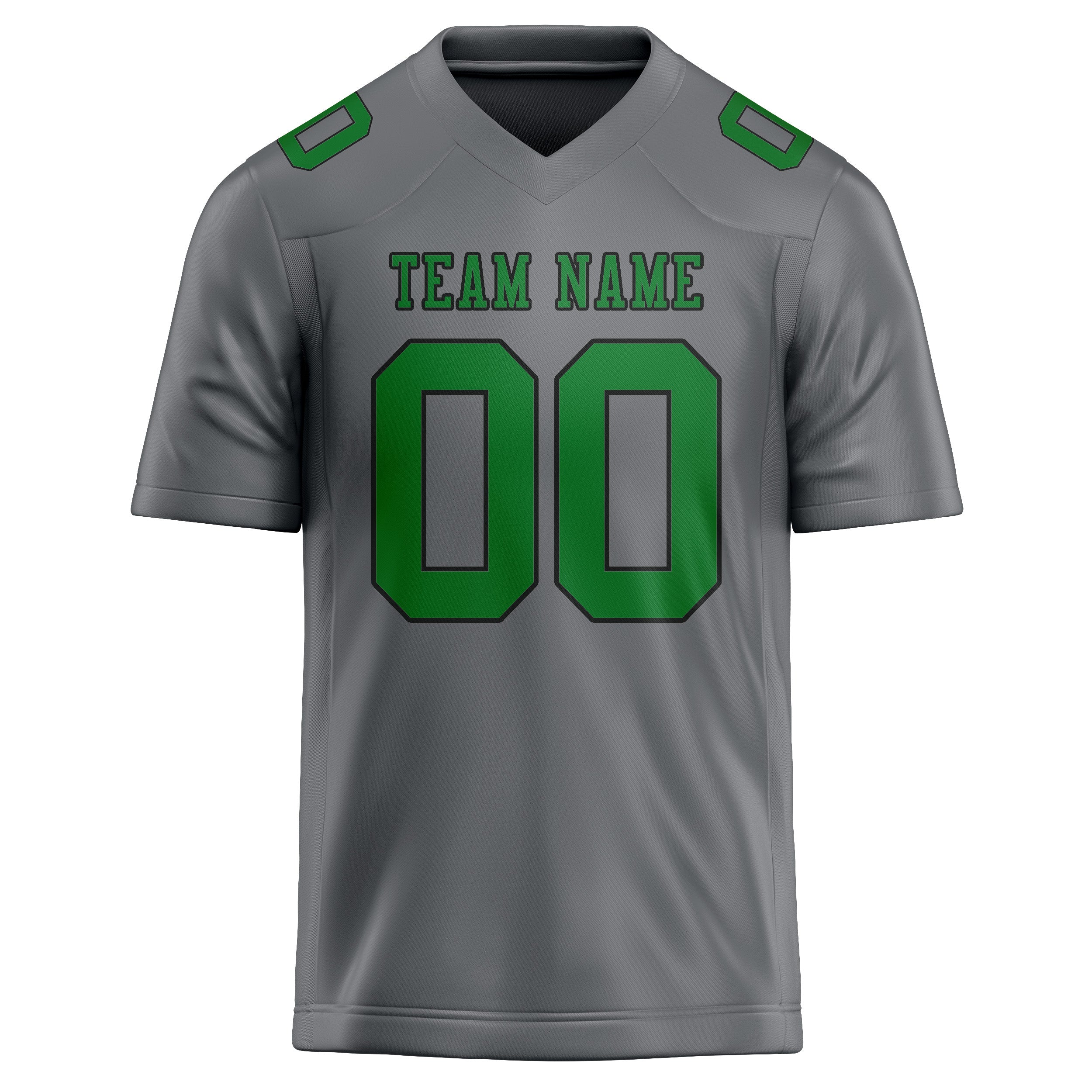 Custom Gray Emerald Green Football Jersey