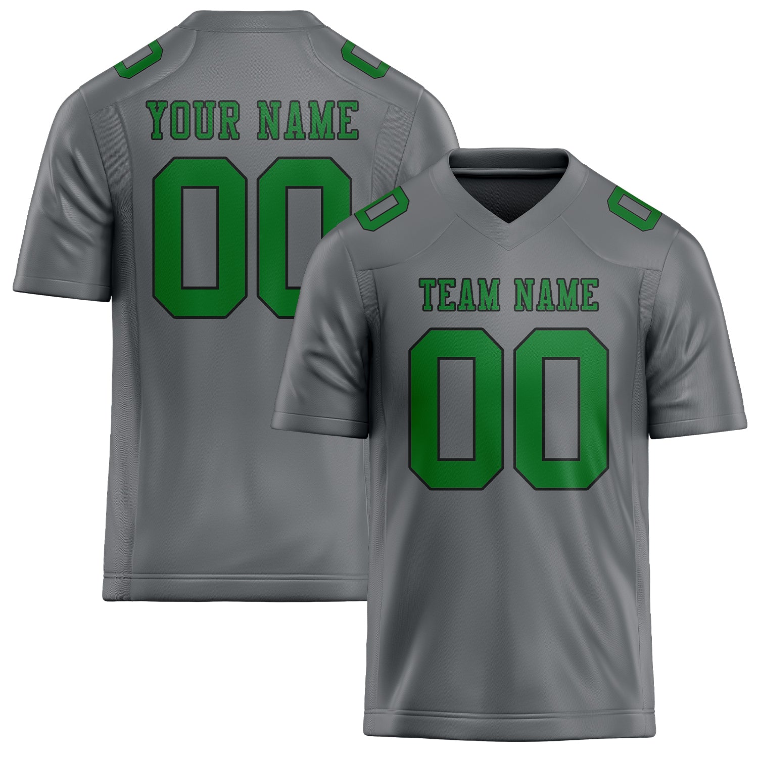 Custom Gray Emerald Green Football Jersey
