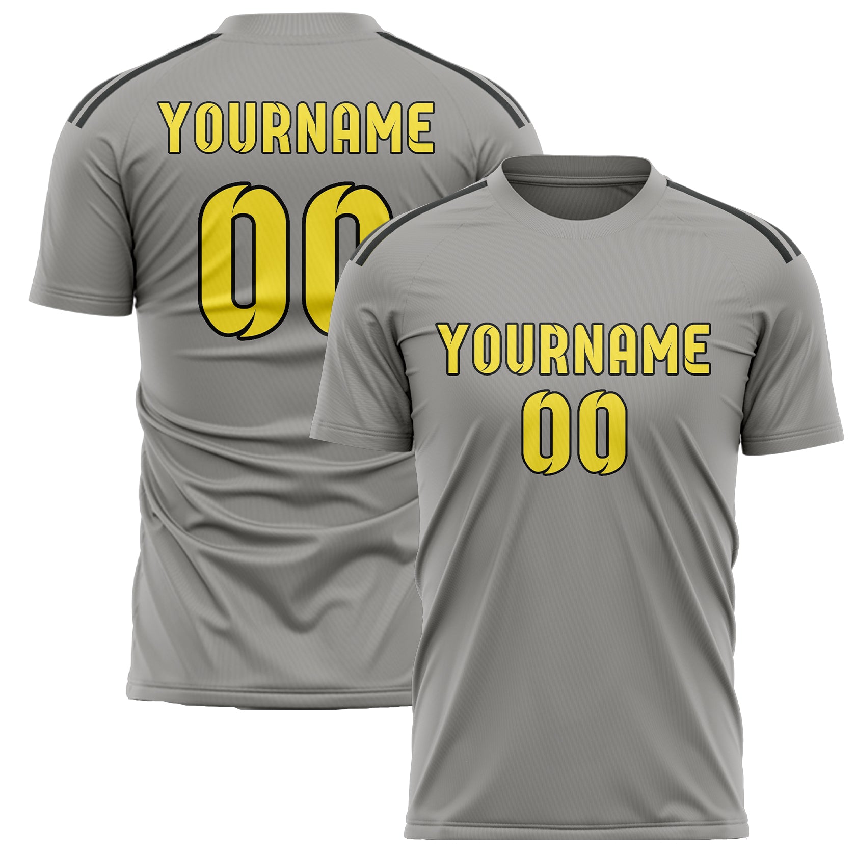 Custom Gray Light Yellow Soccer Jersey