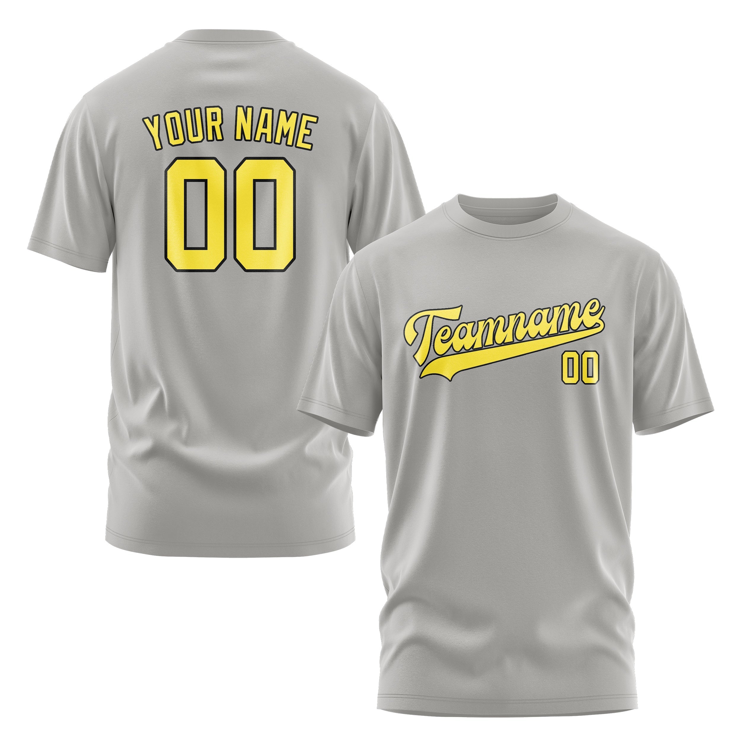Custom Gray Light Yellow T-Shirt
