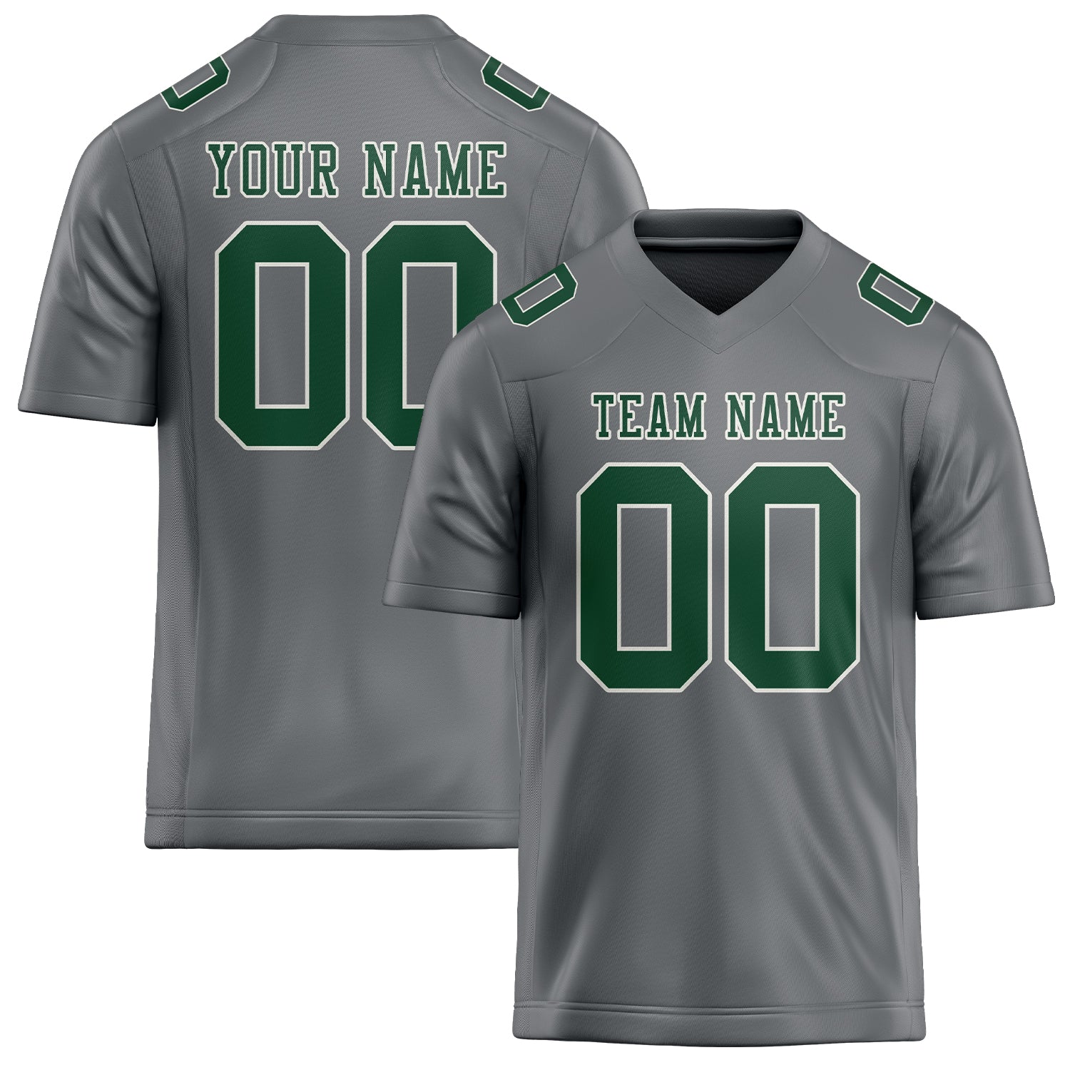 Custom Gray Green Football Jersey