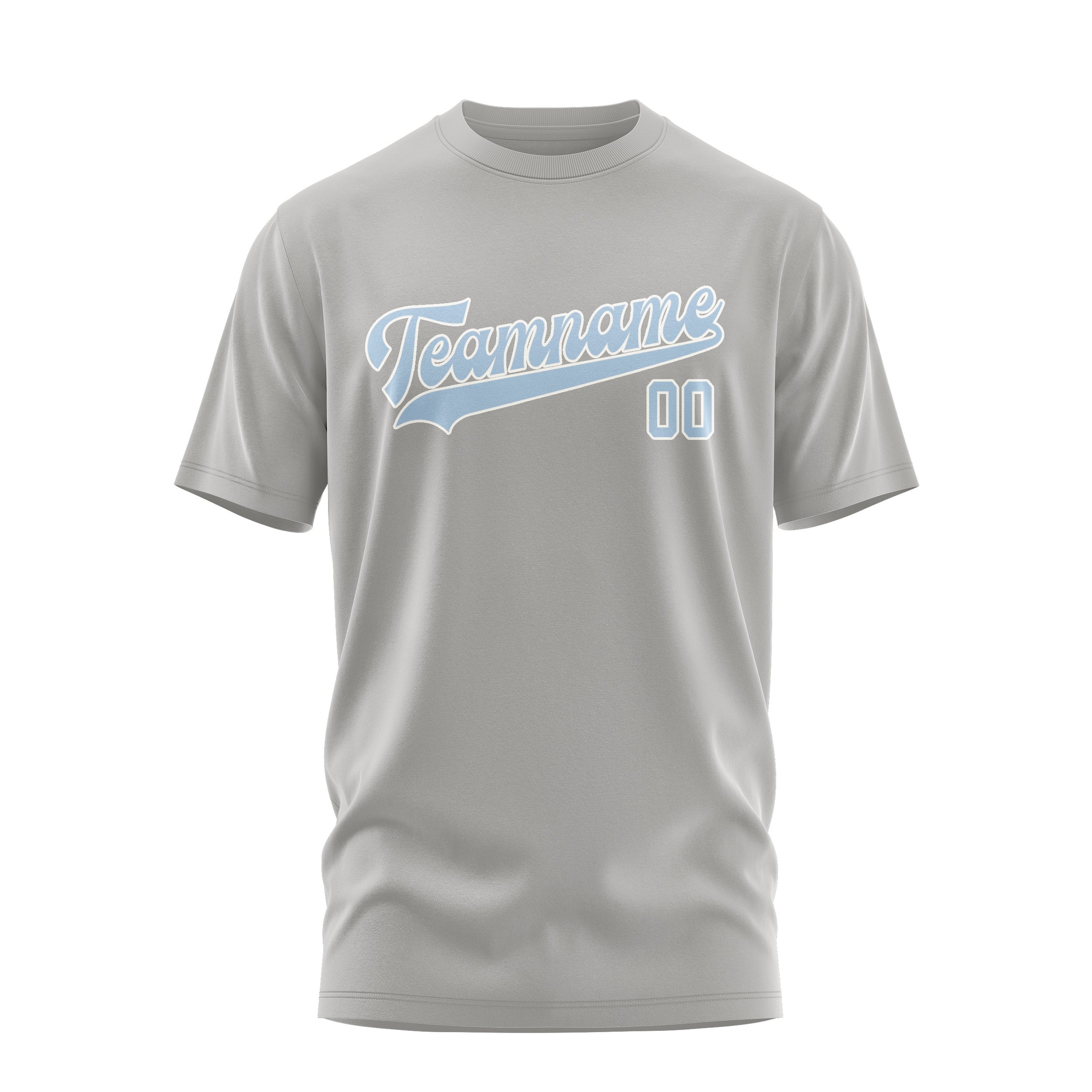 Custom Gray Light Blue T-Shirt