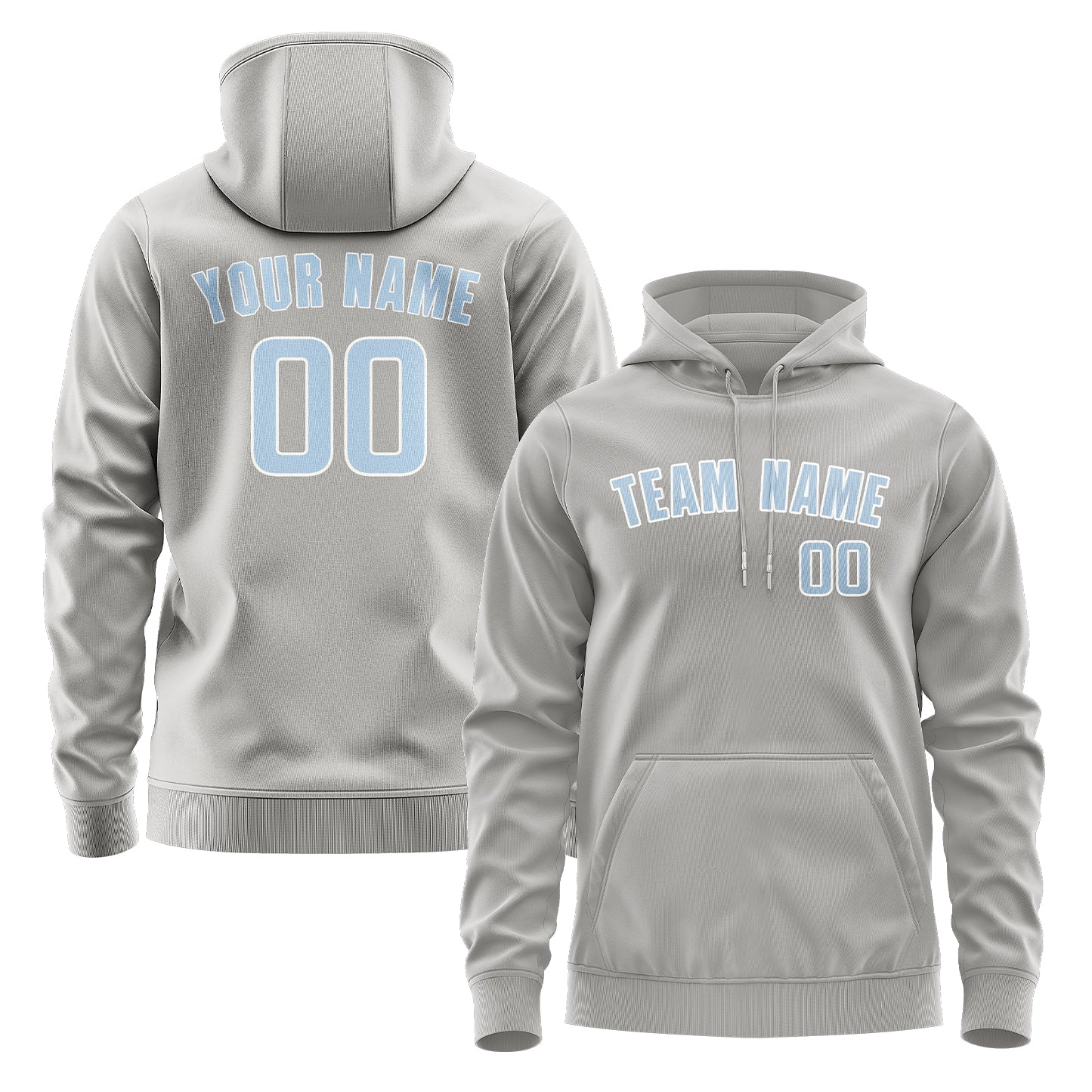 Custom Gray Light Blue Hoodie