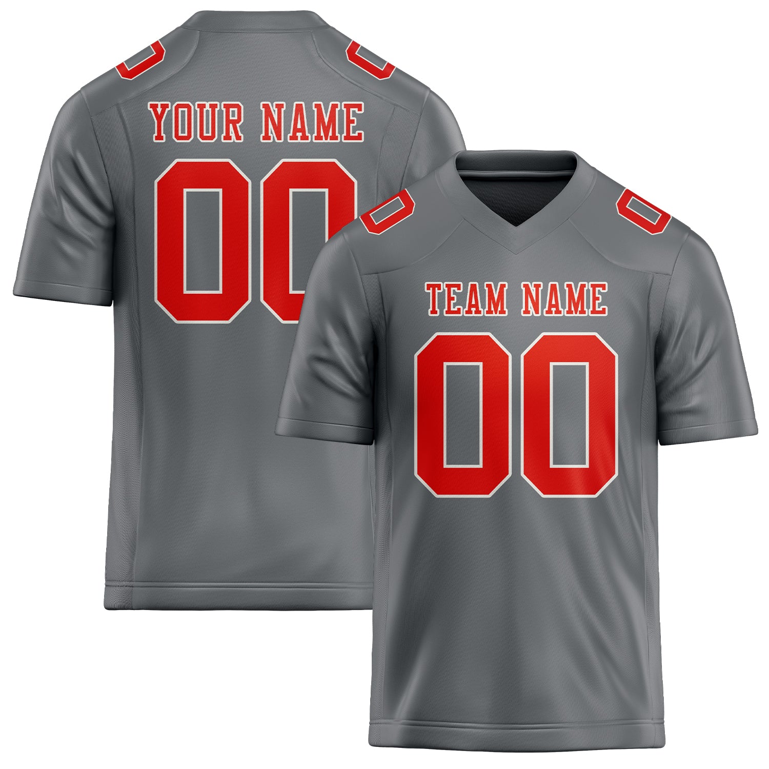 Custom Gray Orange Red Football Jersey