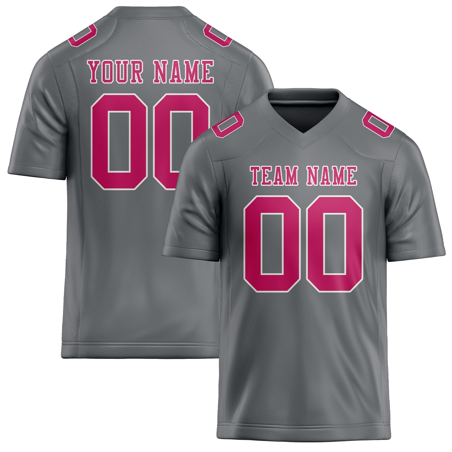 Custom Gray Pink Football Jersey