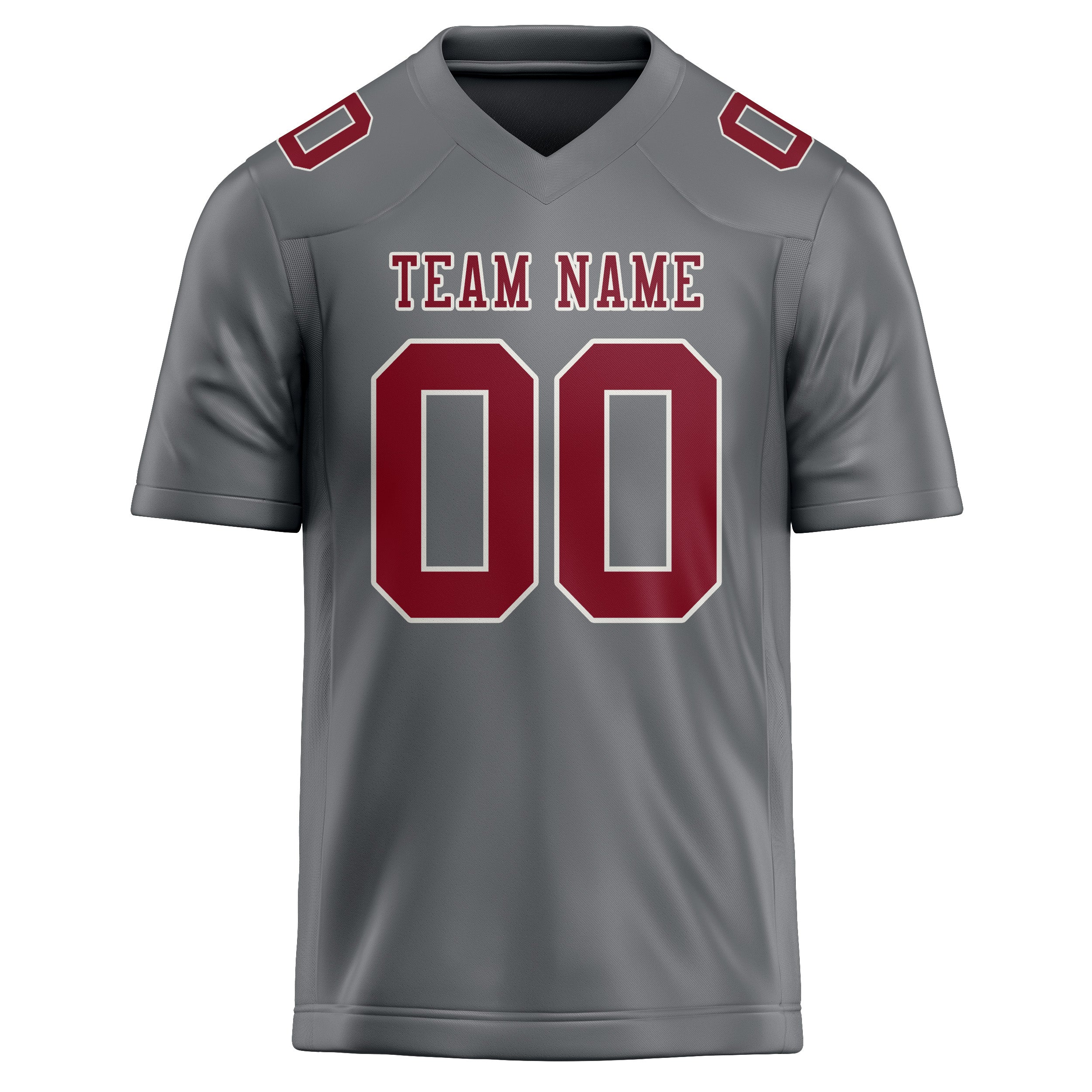 Custom Gray Crimson Red Football Jersey