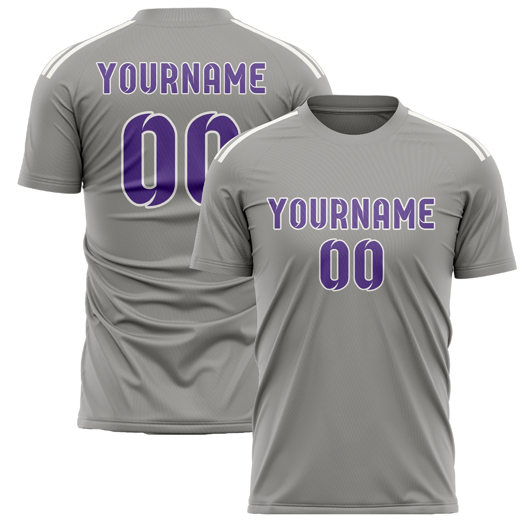 Custom Gray Light Purple Soccer Jersey