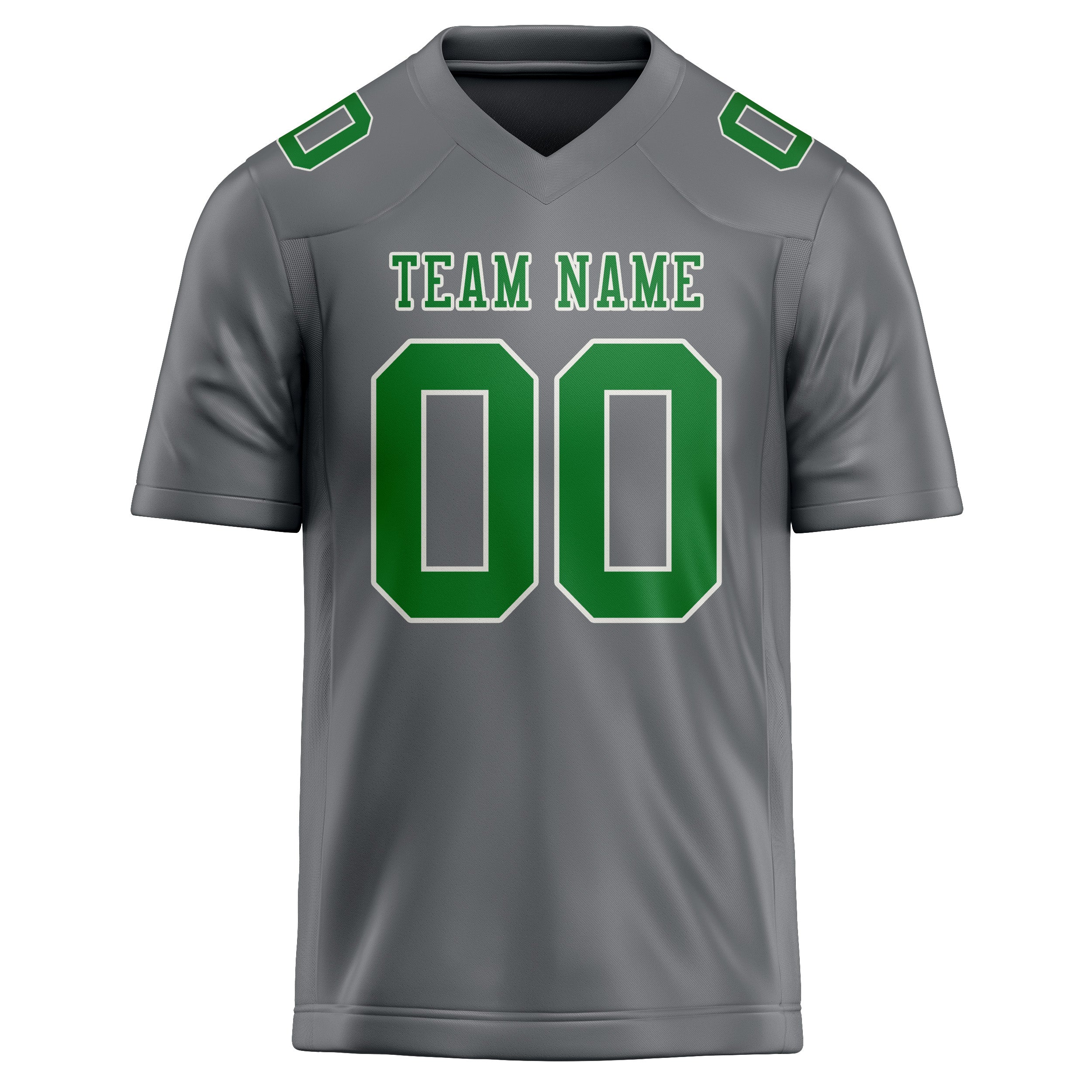 Custom Gray Emerald Green Football Jersey
