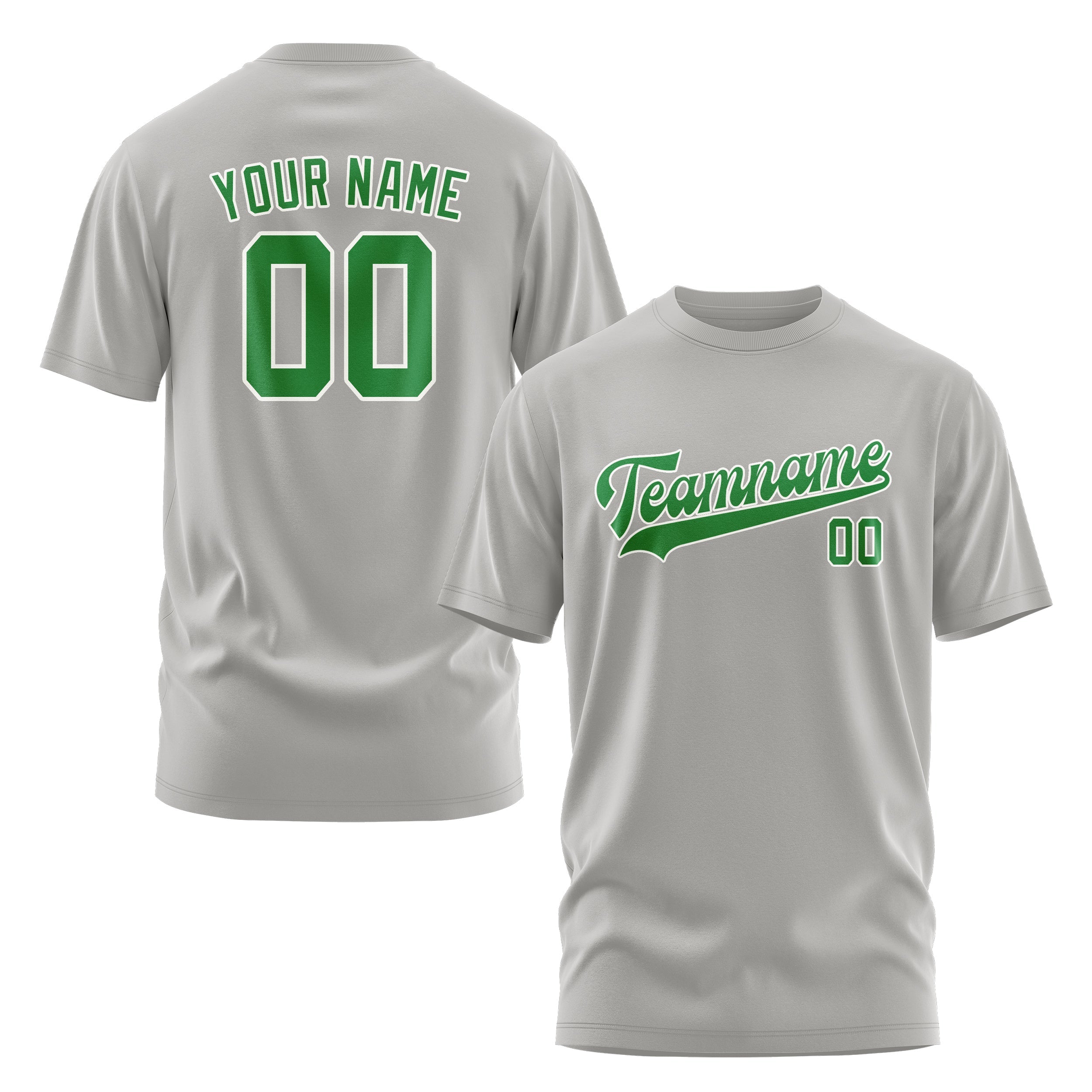 Custom Gray Emerald Green T-Shirt