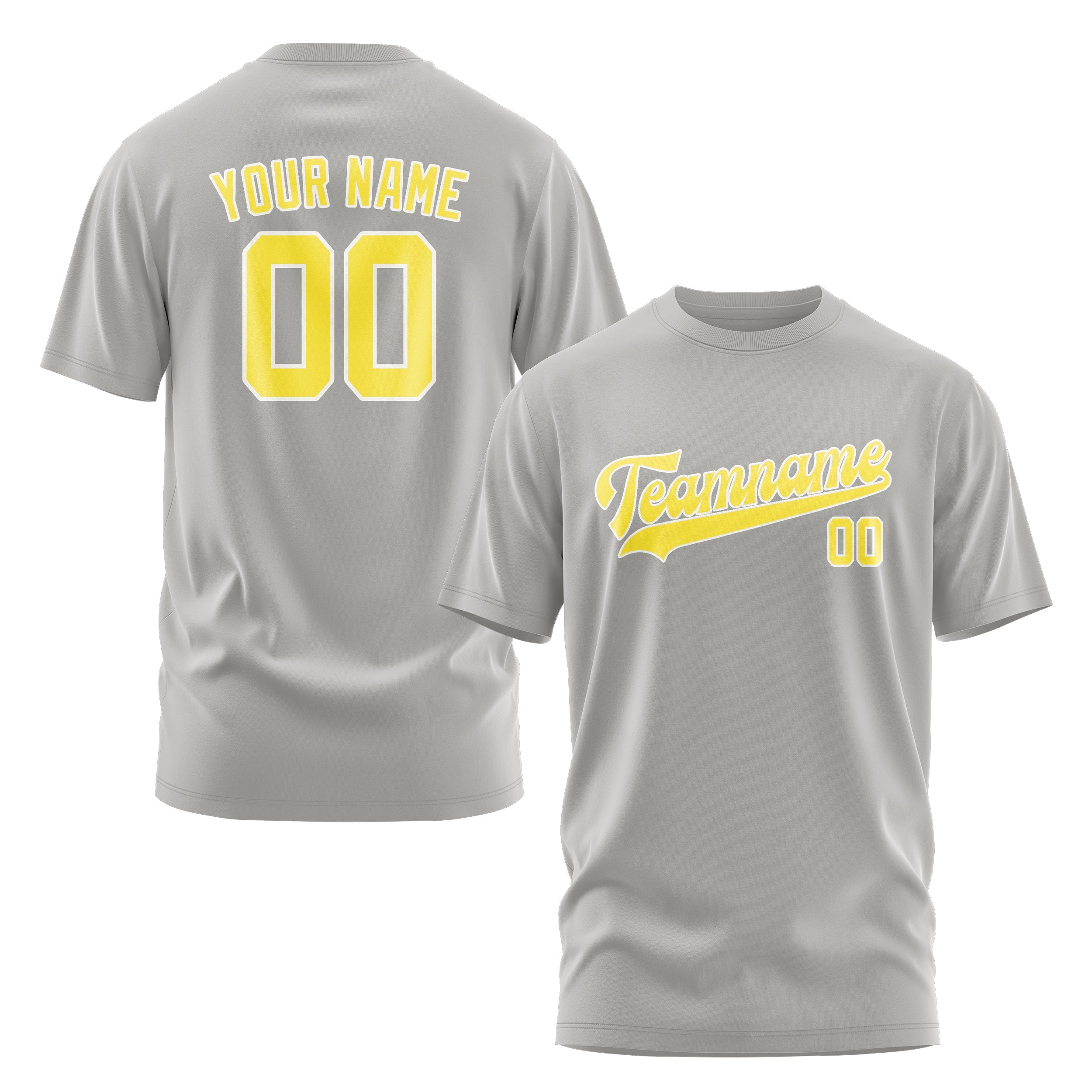 Custom Gray Light Yellow T-Shirt