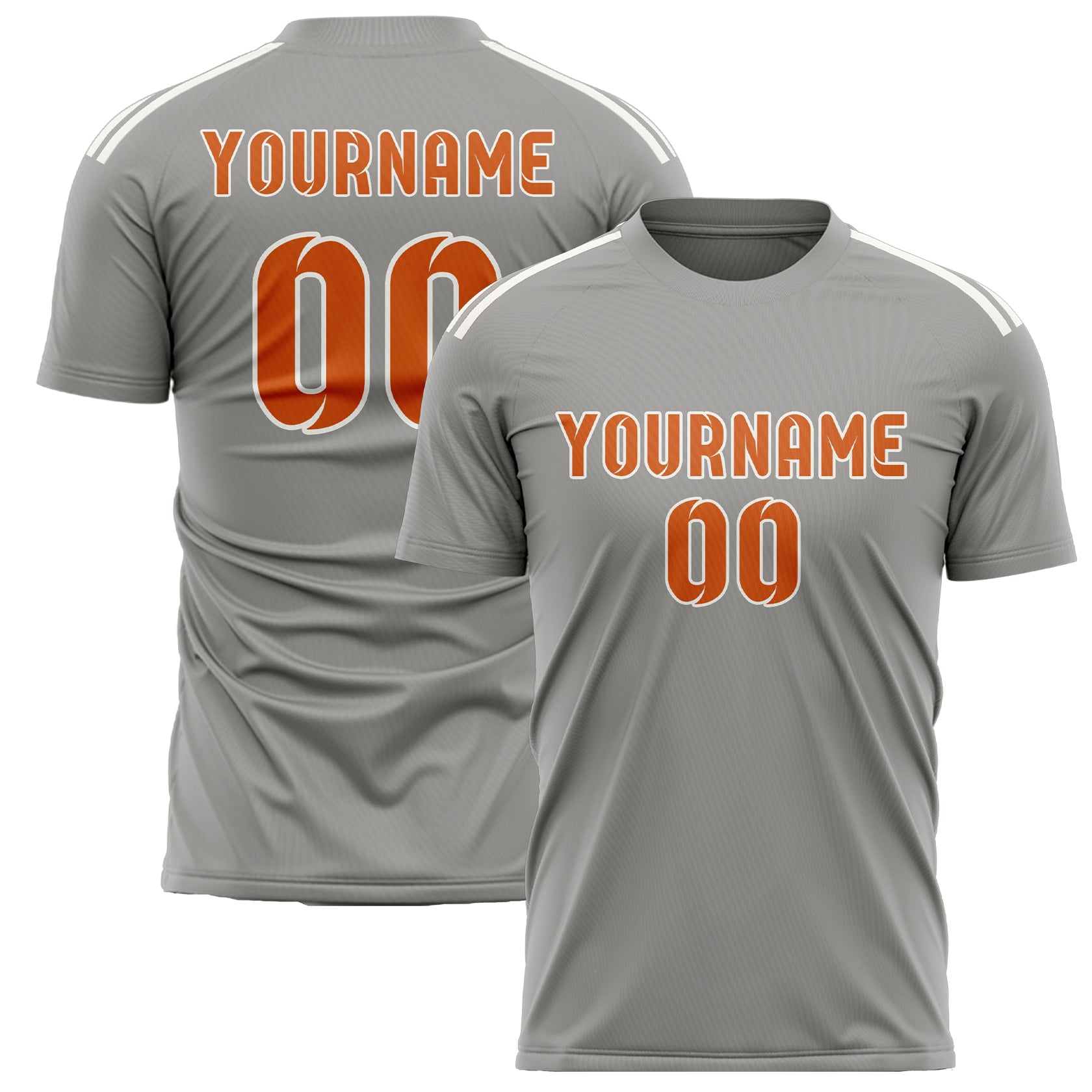 Custom Gray Orange Soccer Jersey