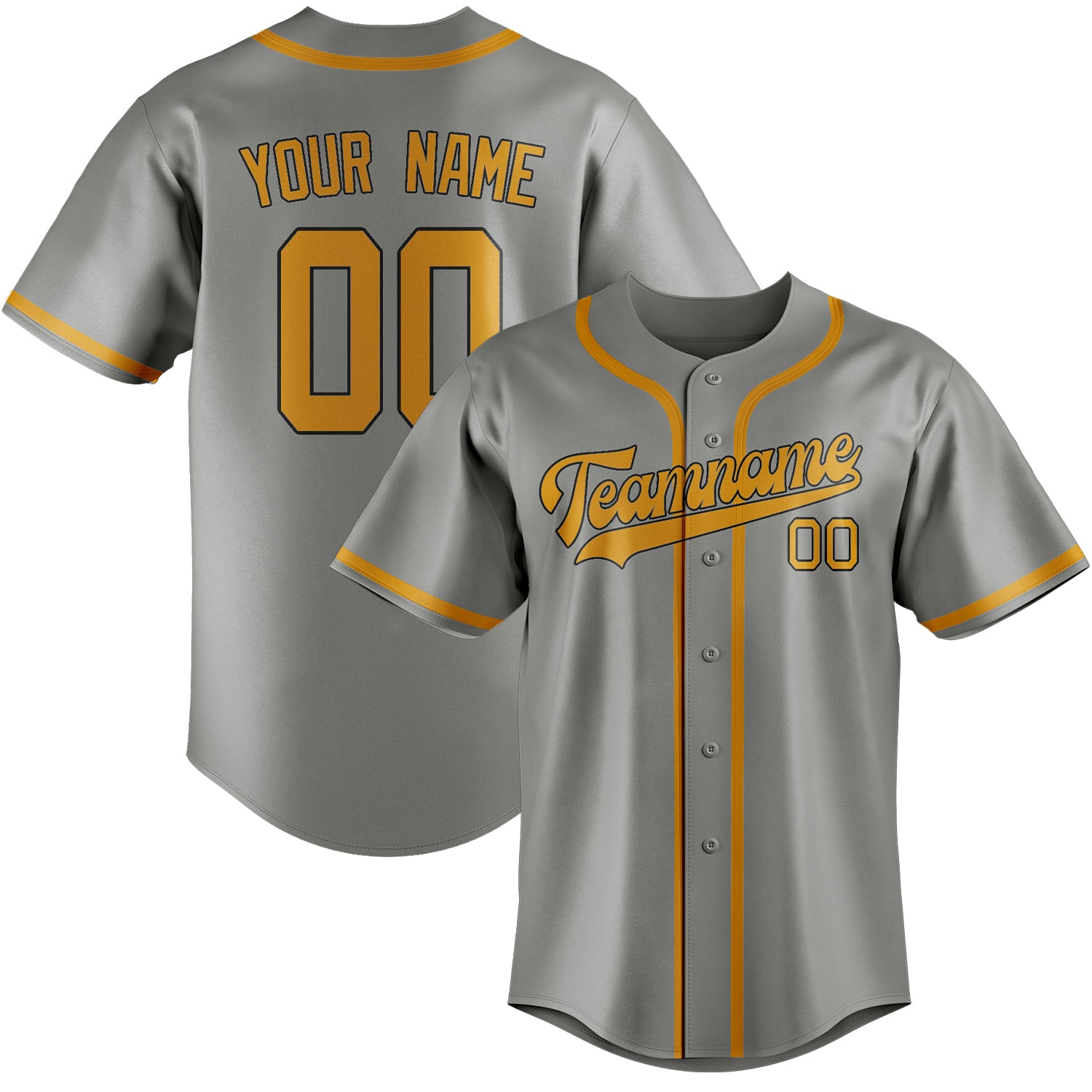 Custom Gray Yellow Baseball Jersey