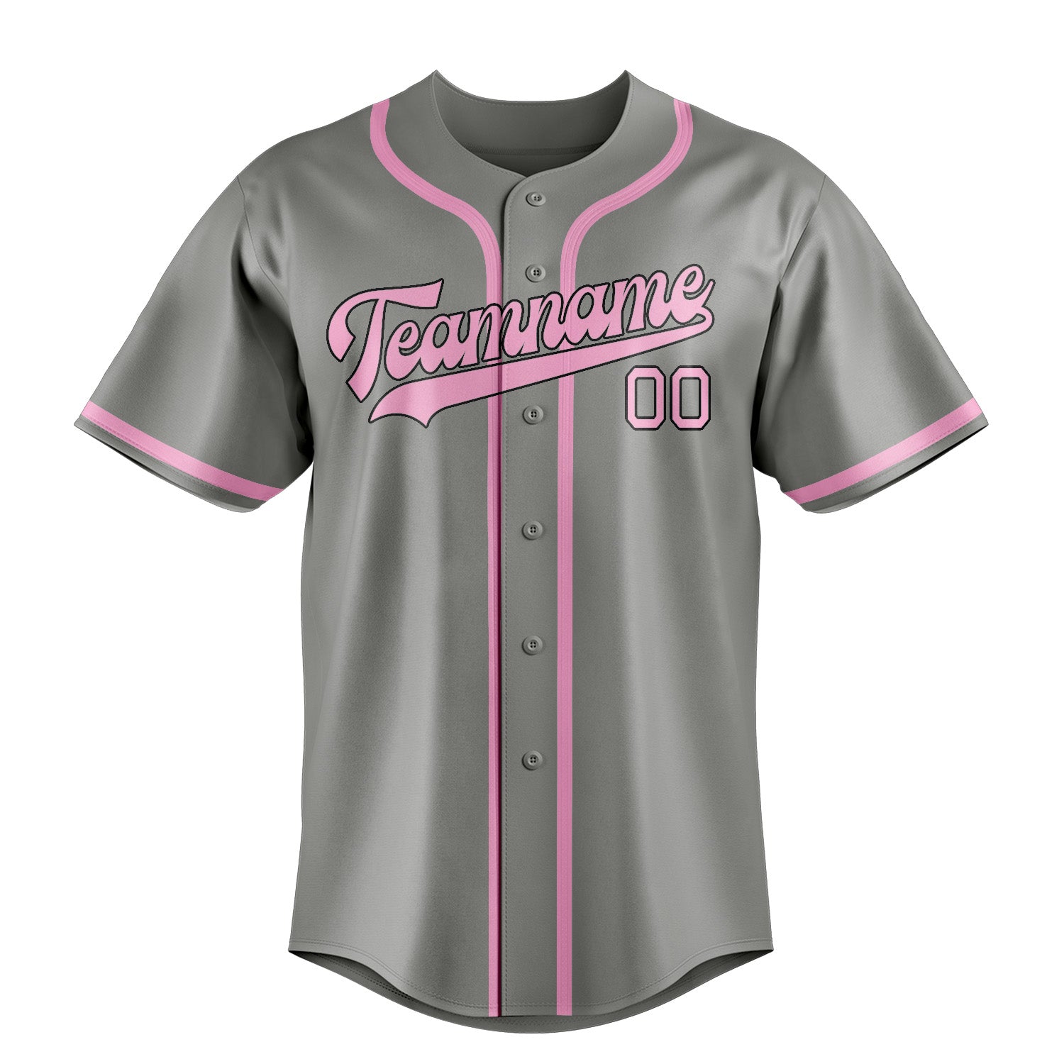 Custom Gray Light Pink Baseball Jersey