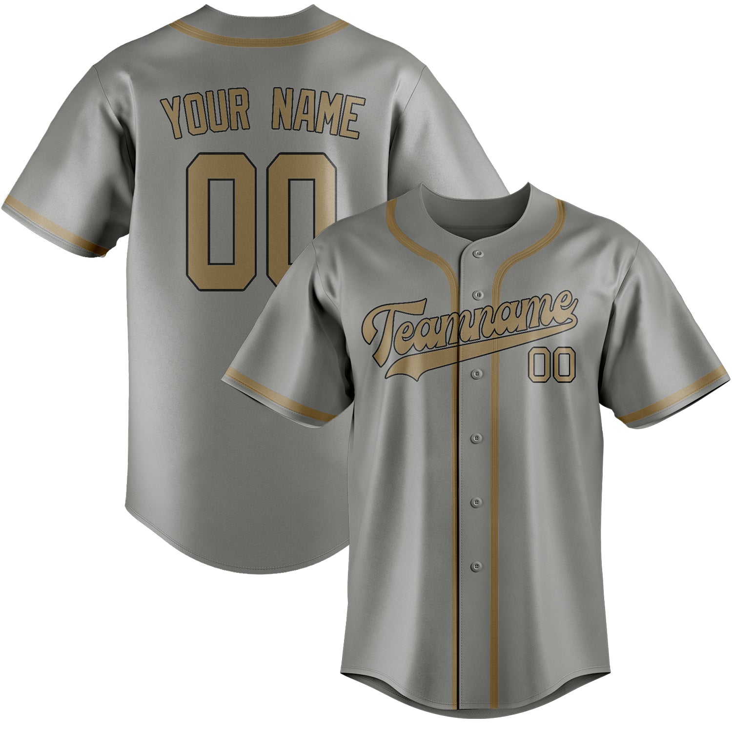 Custom Gray Light Khaki Baseball Jersey