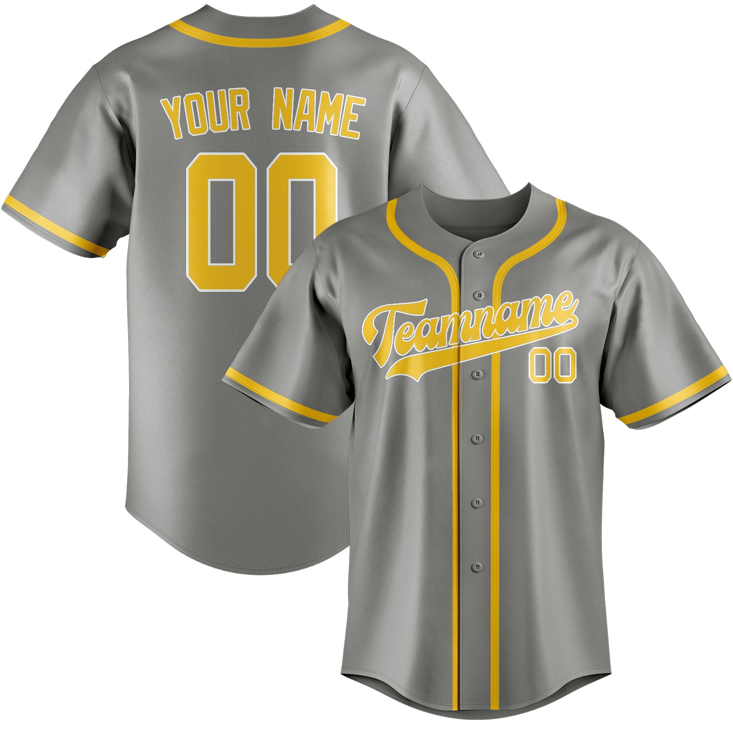 Custom Gray Gold Baseball Jersey