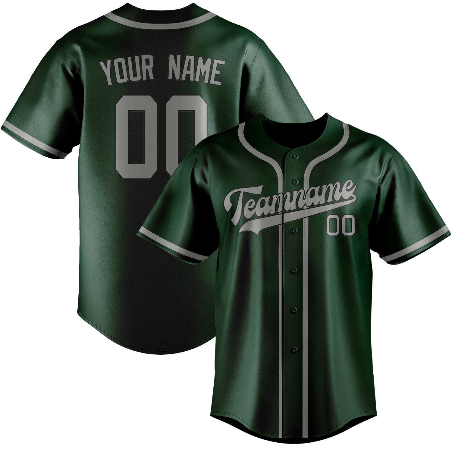 Custom Green Gray Baseball Jersey