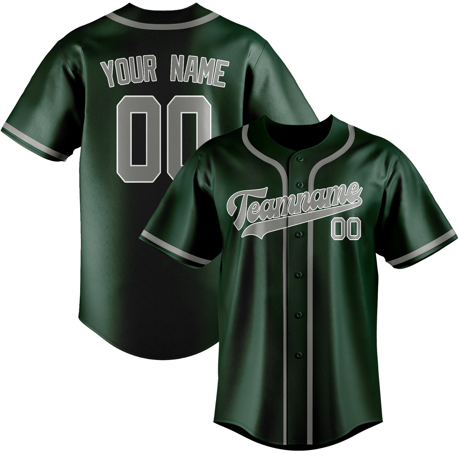 Custom Green Gray Baseball Jersey