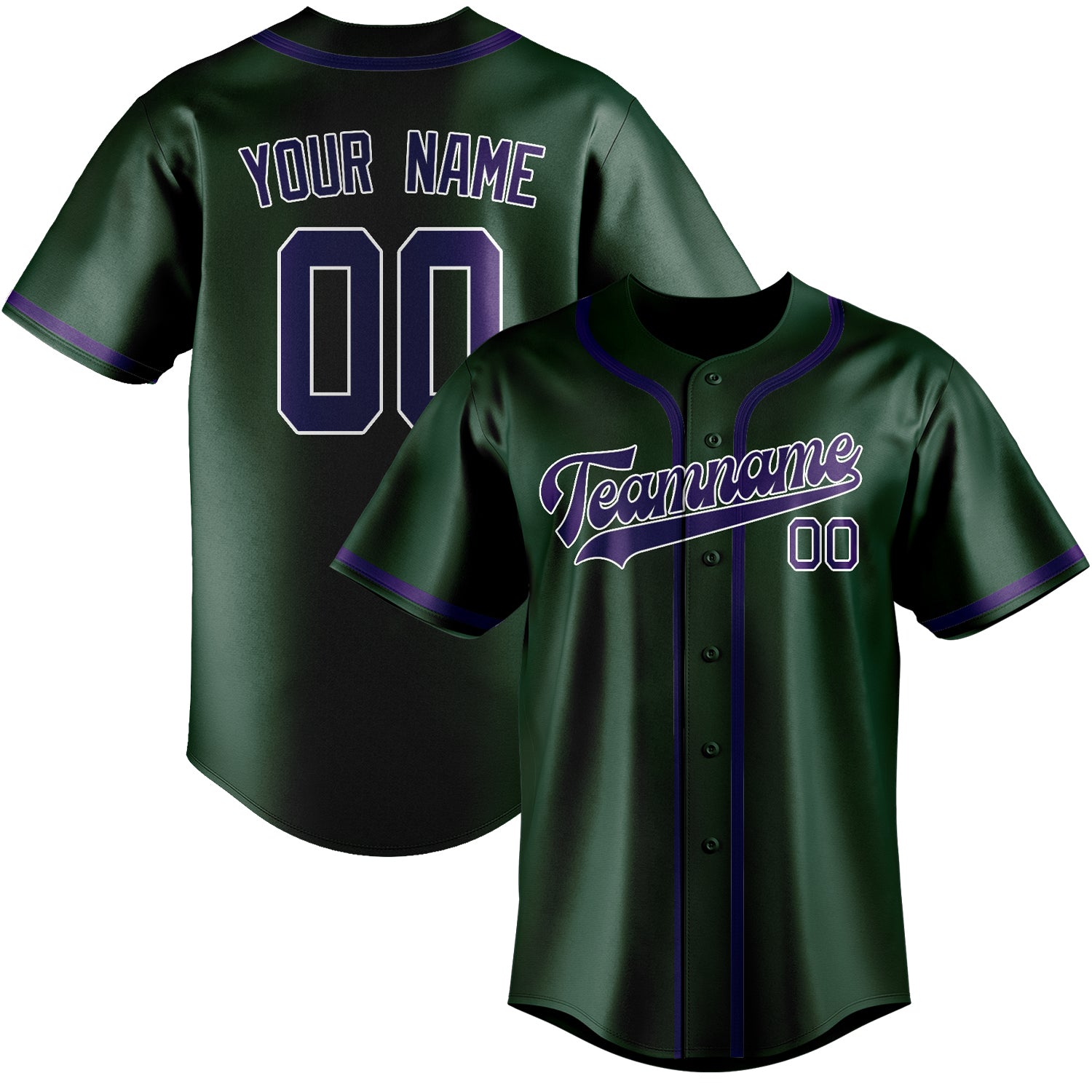 Custom Green Purple Baseball Jersey