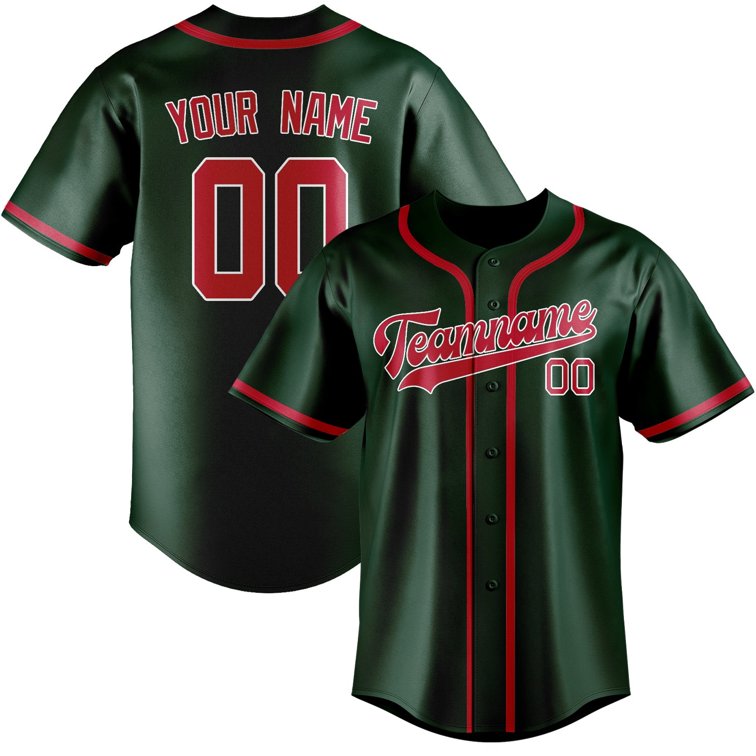 Custom Green Red Baseball Jersey
