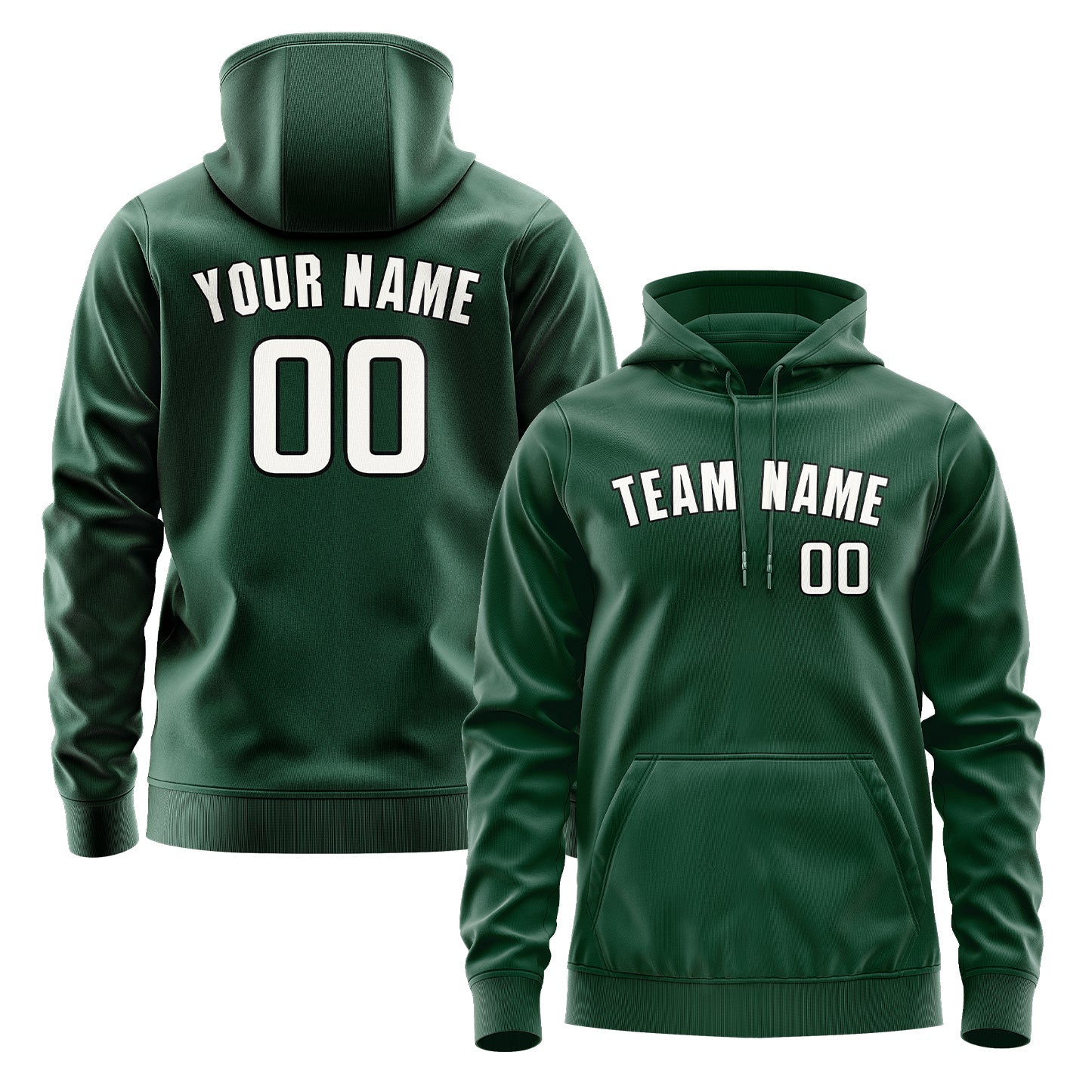 Custom Green White Hoodie