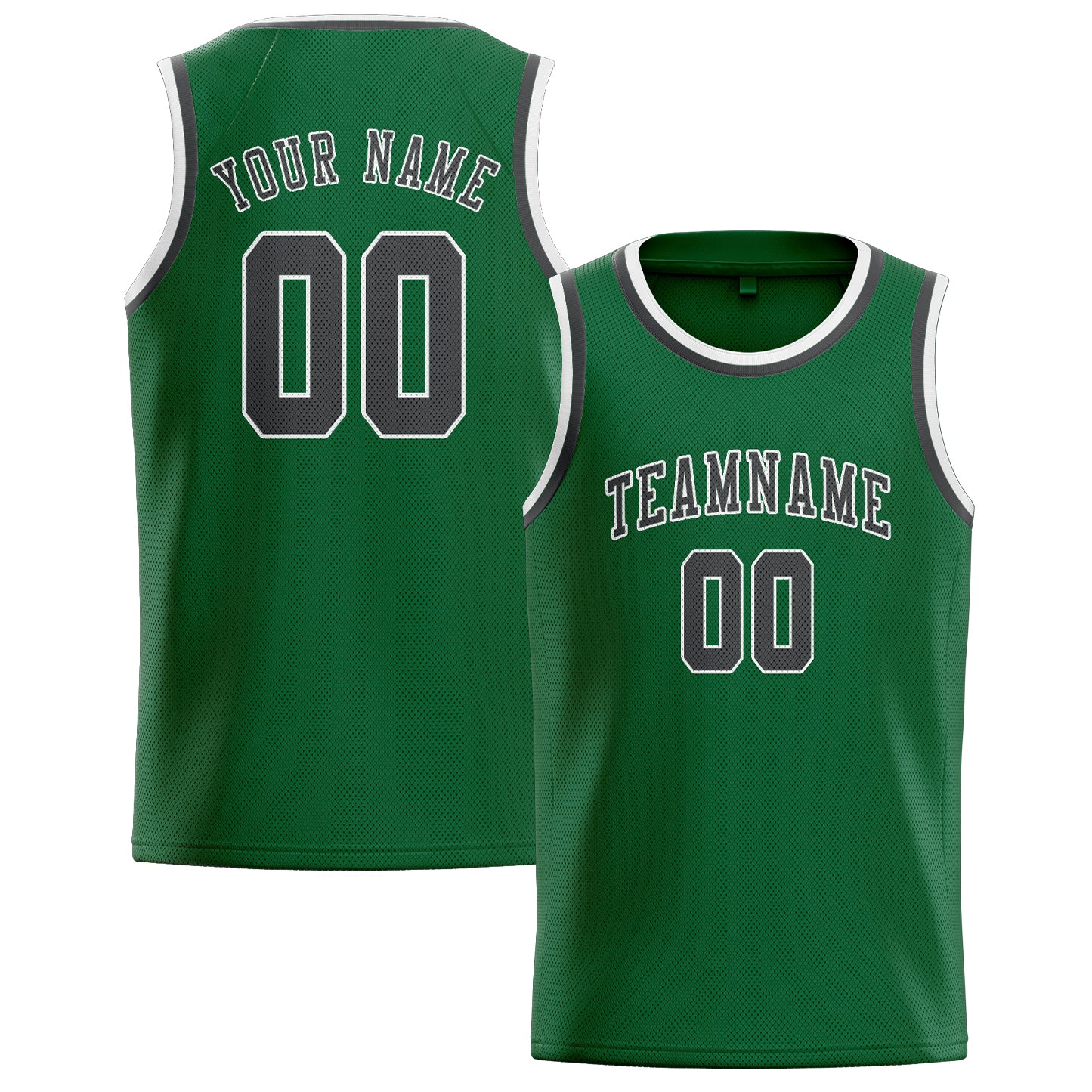 Custom Green Dark Grey Basketball Jersey