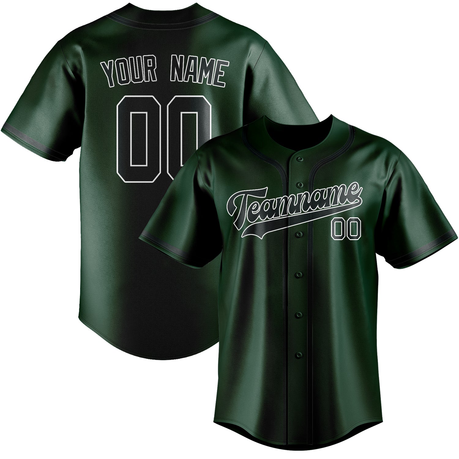 Custom Green Dark Grey Baseball Jersey