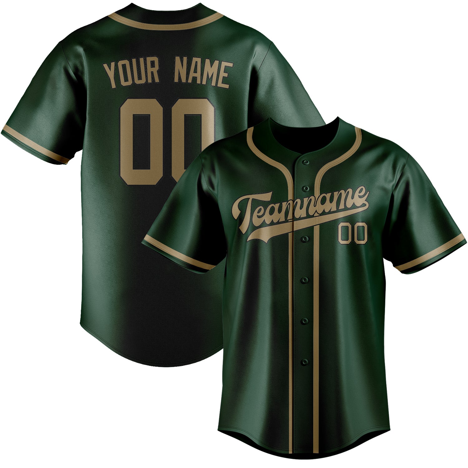 Custom Green Light Khaki Baseball Jersey