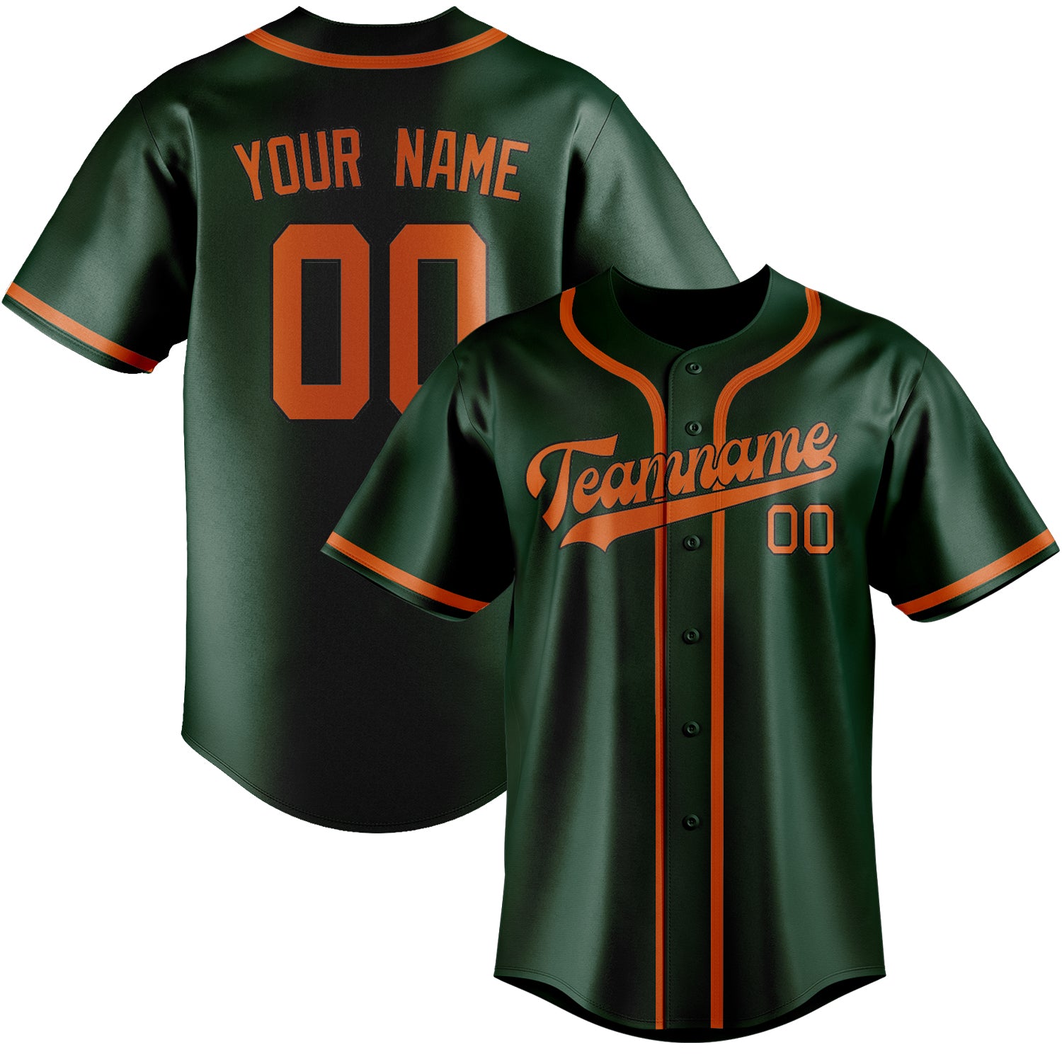 Custom Green Orange Baseball Jersey
