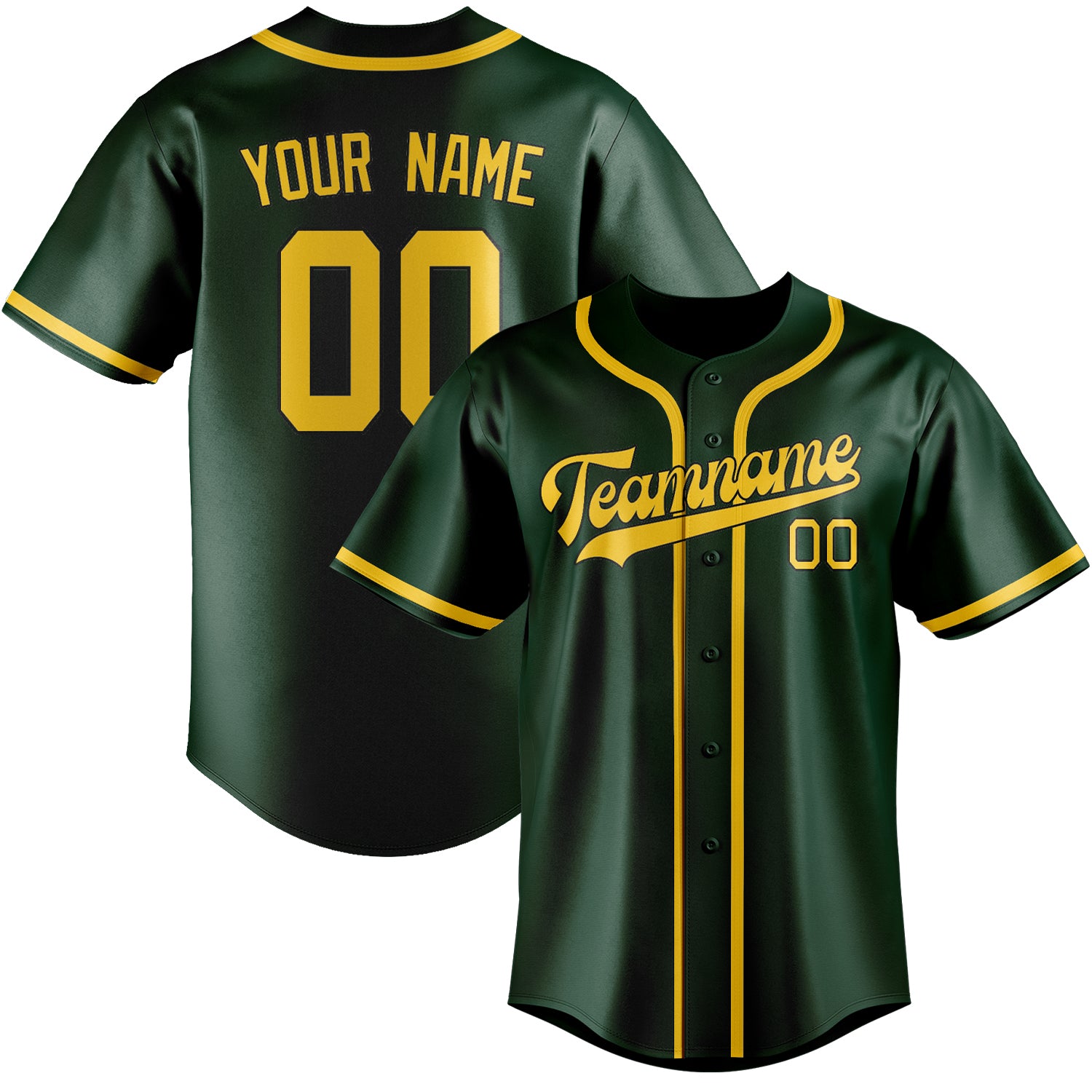 Custom Green Gold Baseball Jersey