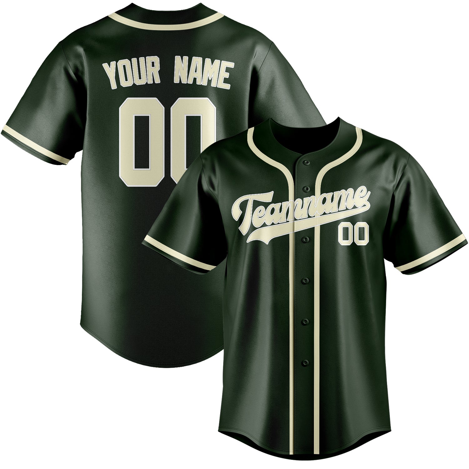 Custom Dark Green Cream Baseball Jersey