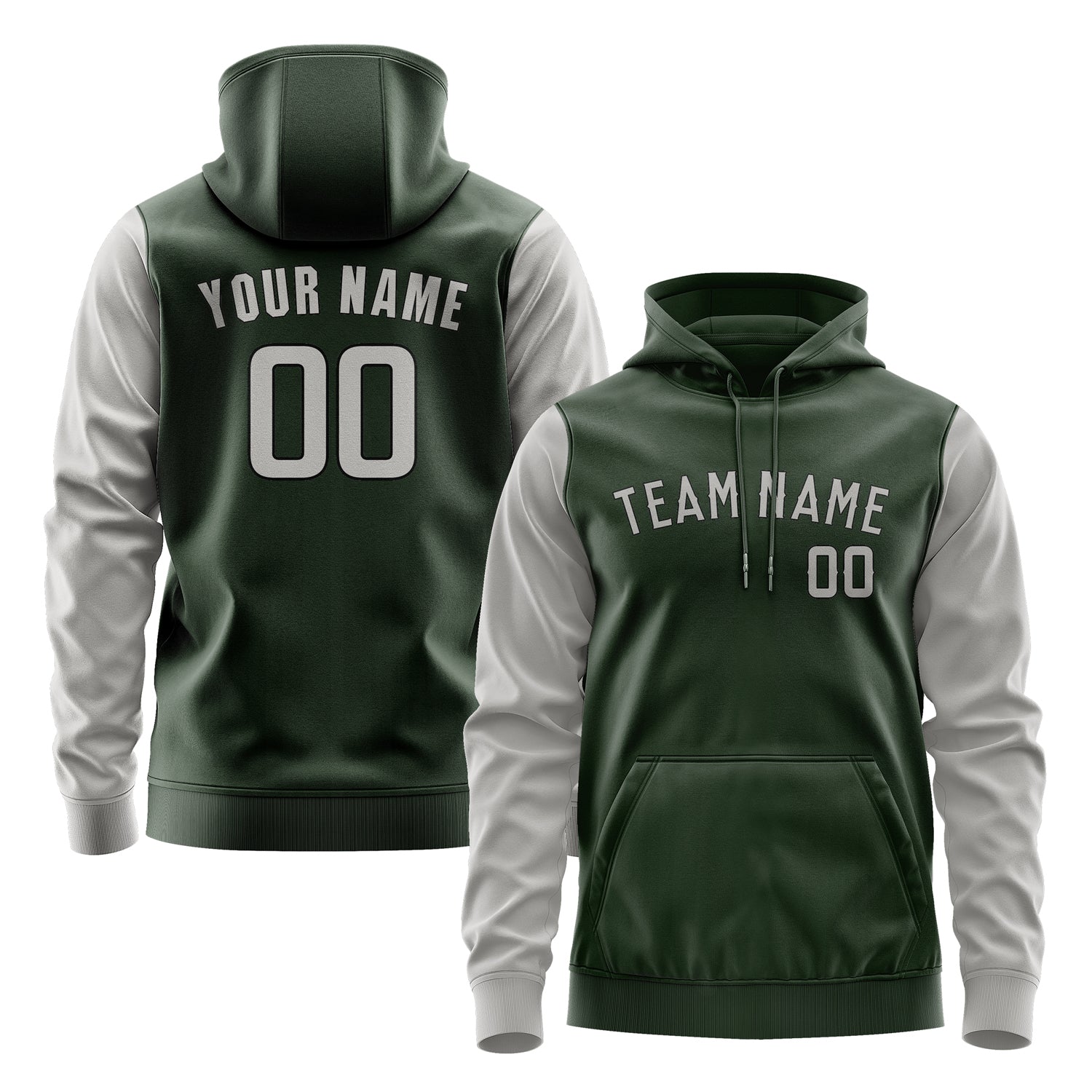 Custom Dark Green Gray Hoodie 0606040406B31704