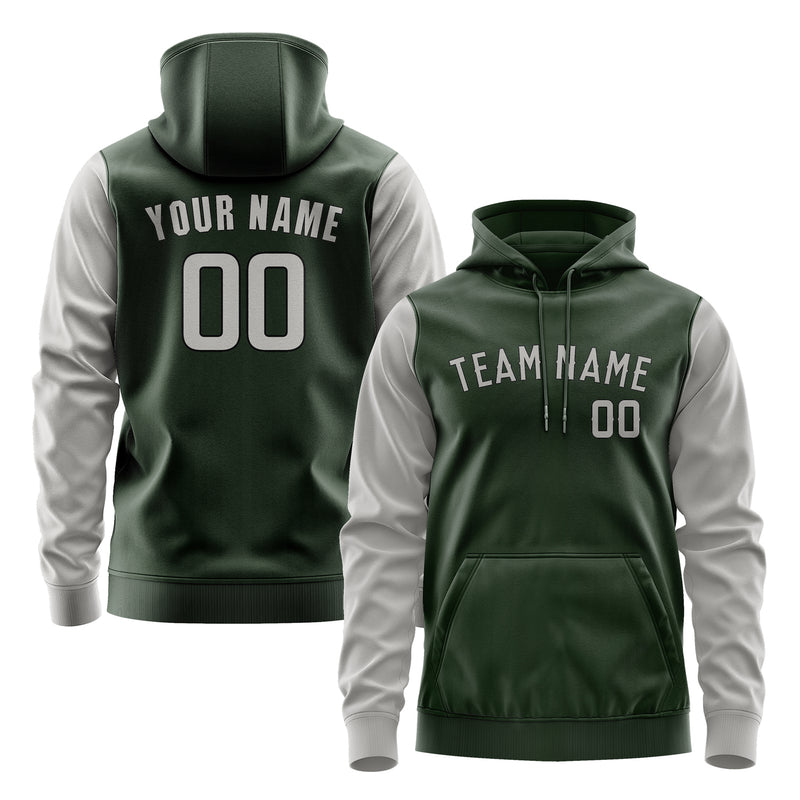 Custom Dark Green Gray Hoodie 0606040406B31704