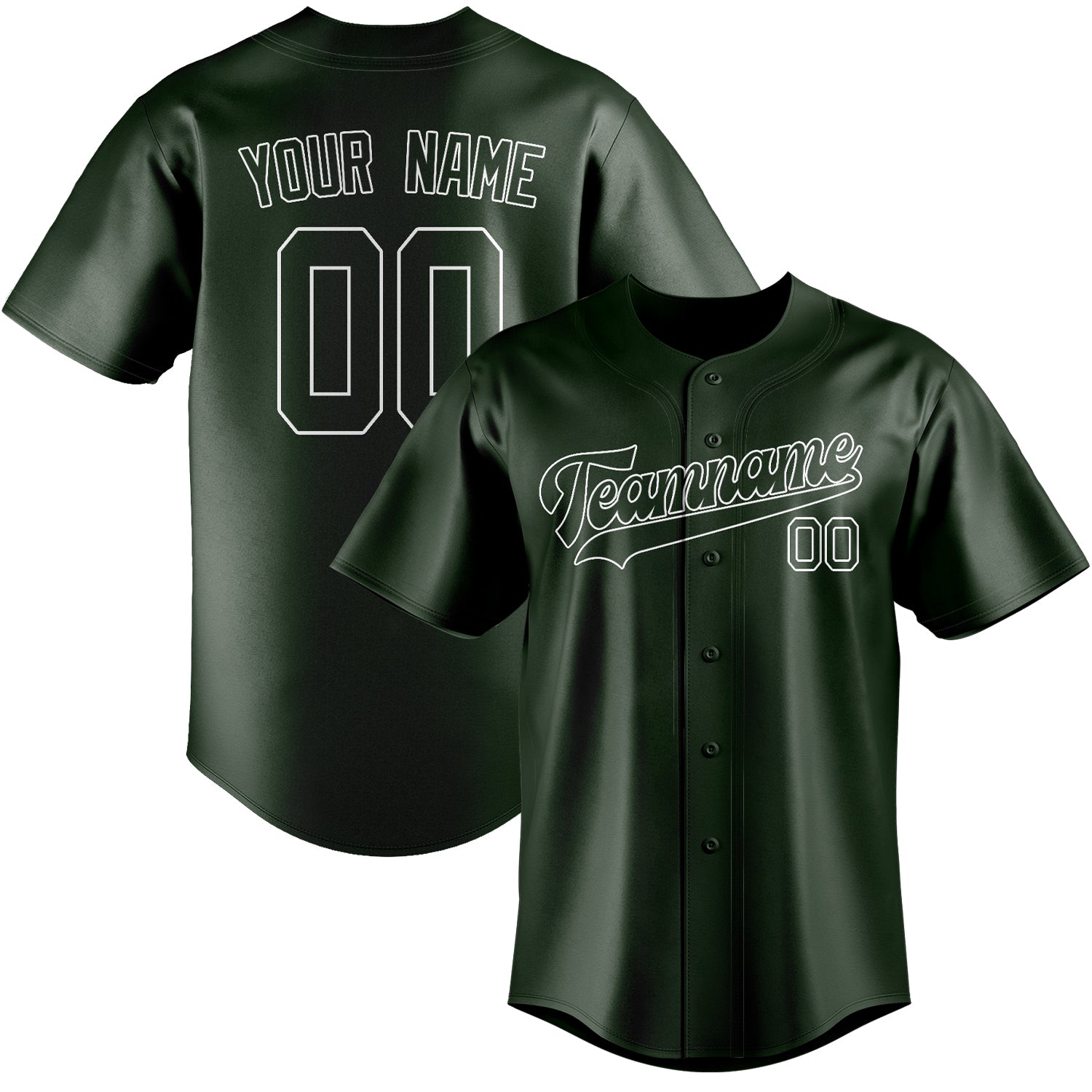 Custom Dark Green White Baseball Jersey