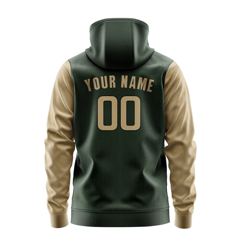 Custom Dark Green Light Khaki Hoodie 0606252506B31725
