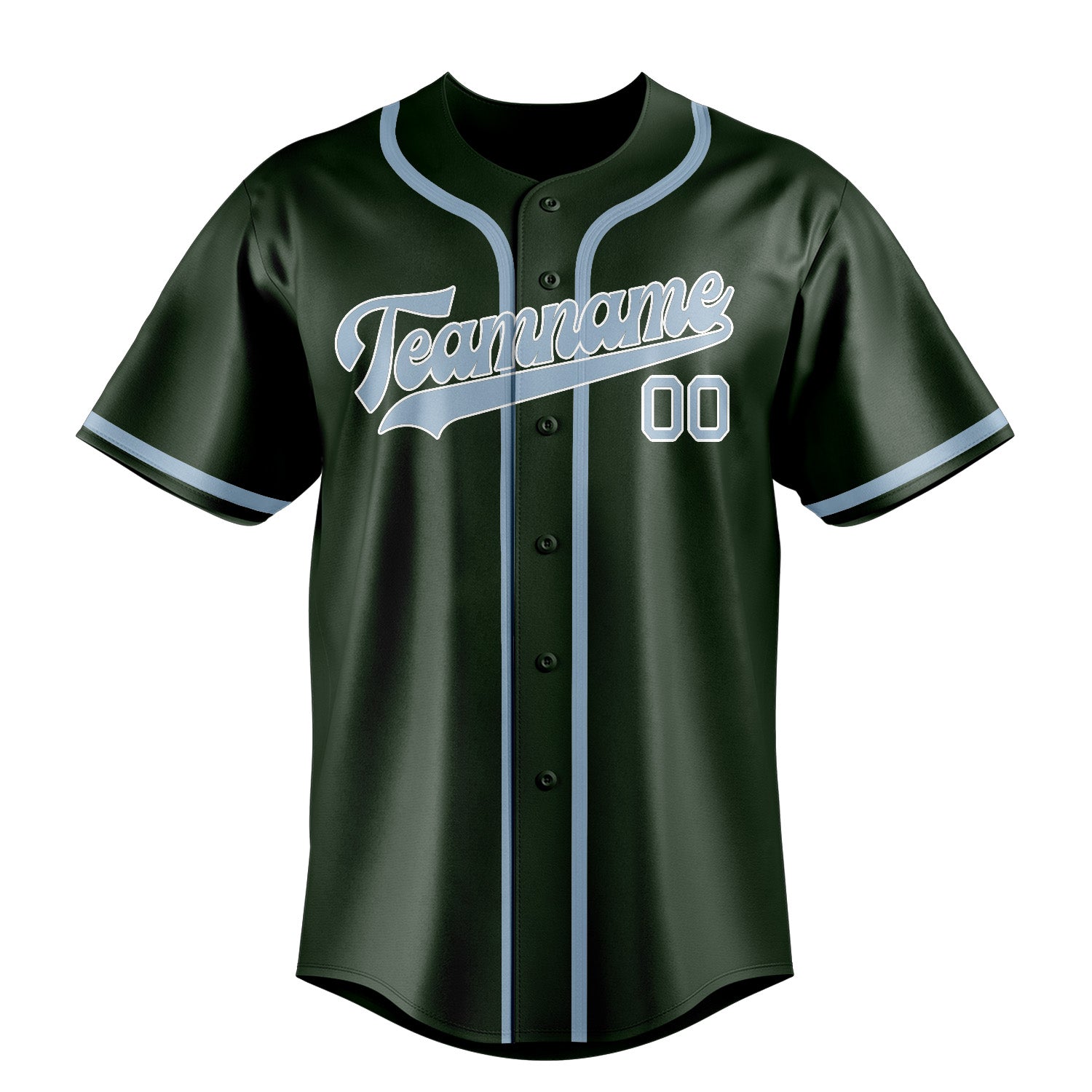 Custom Dark Green Light Blue Baseball Jersey