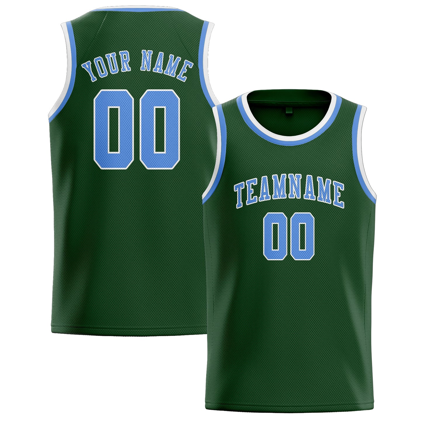 Custom Dark Green Light Blue Basketball Jersey
