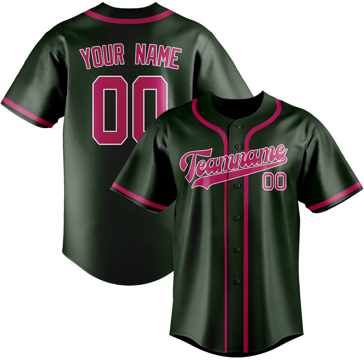 Custom Dark Green Pink Baseball Jersey