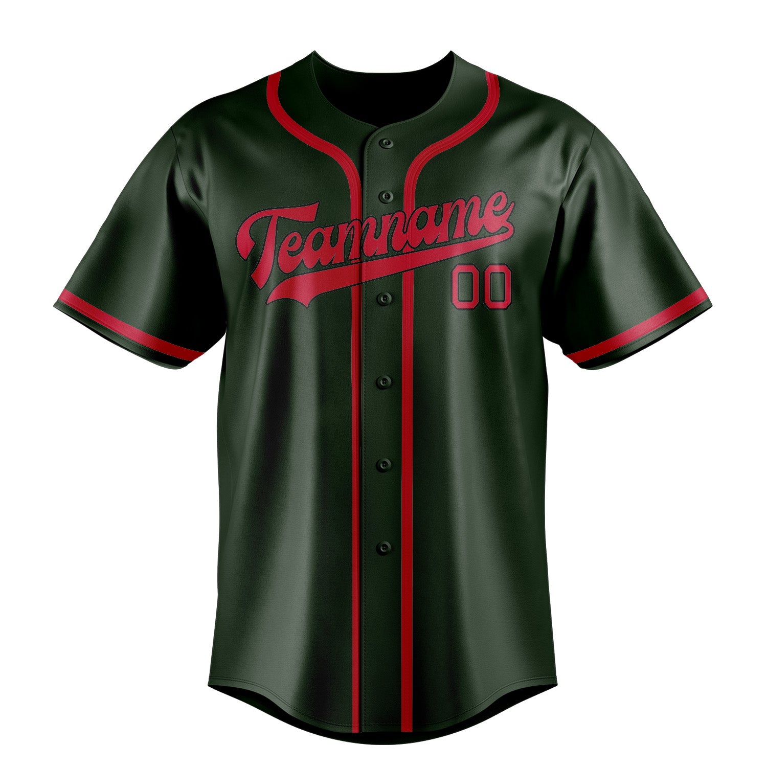 Custom Dark Green Red Baseball Jersey